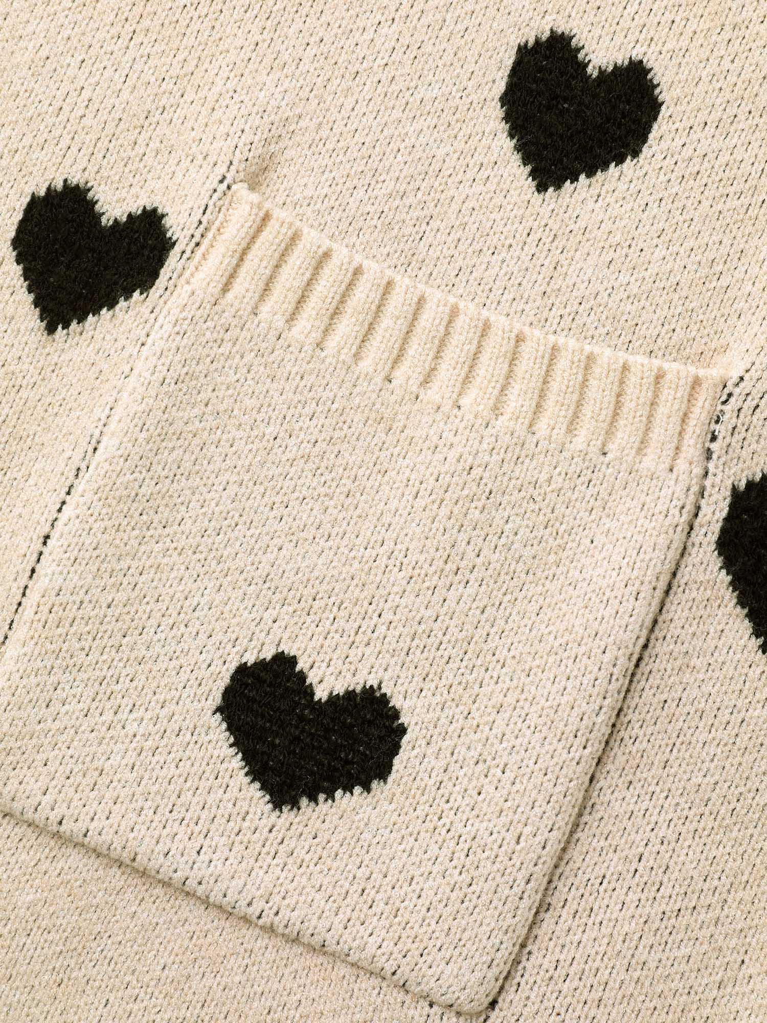 Heart-shaped Pattern Patch Pocket Cardigan - Image 6