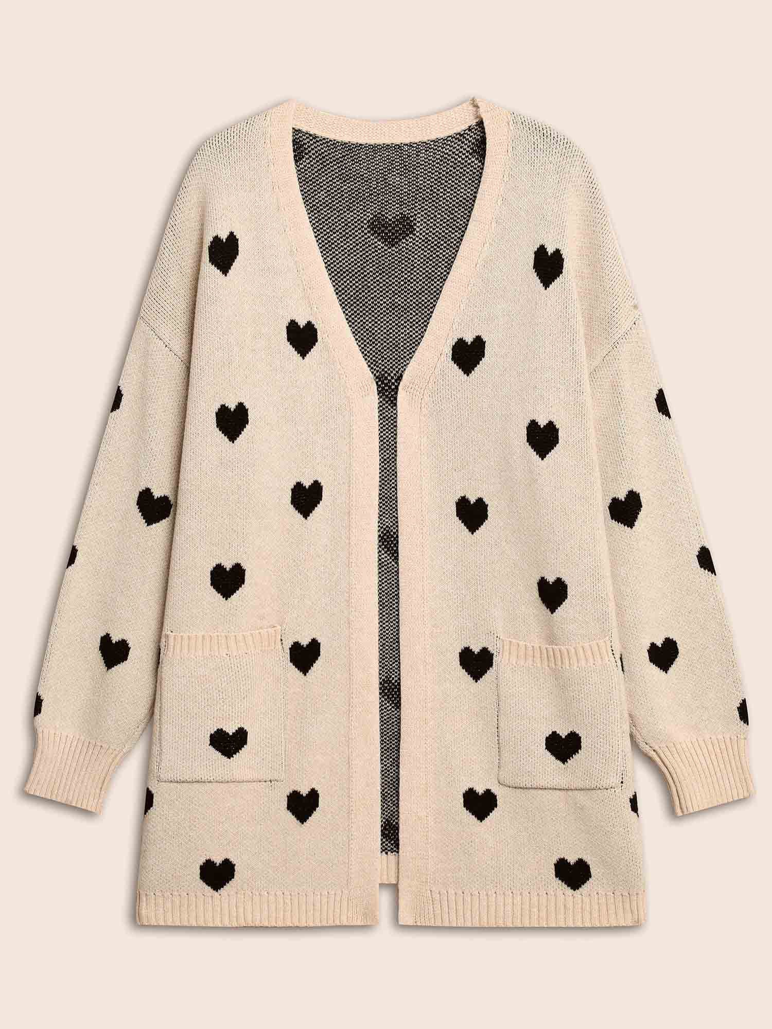 Heart-shaped Pattern Patch Pocket Cardigan - Image 8