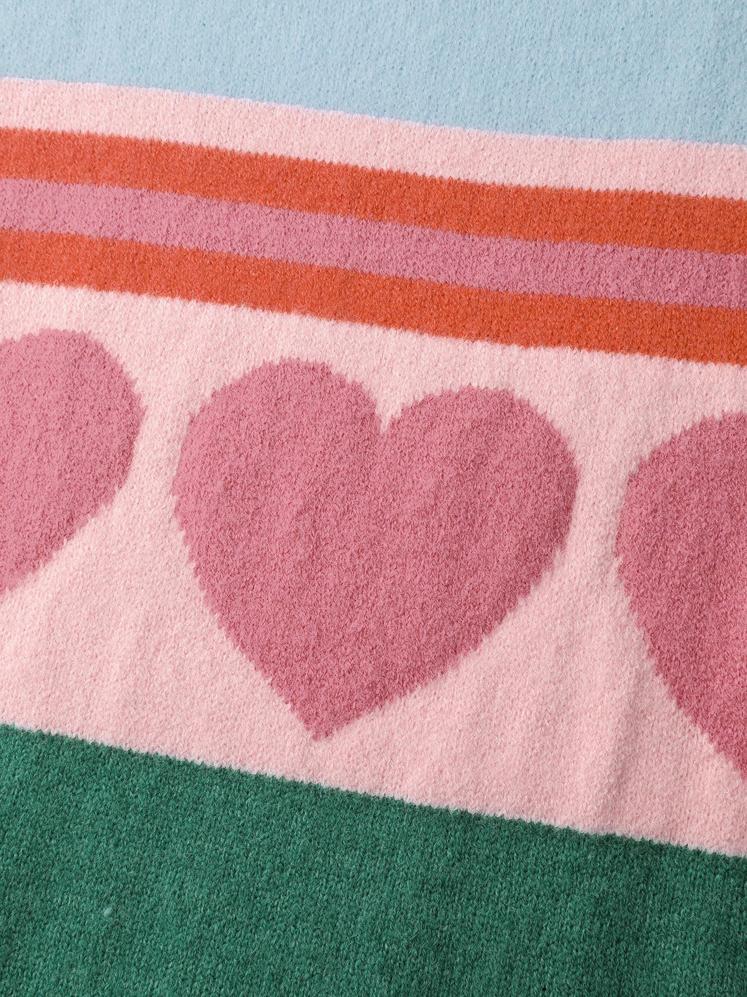 Heart Striped Print Jacquard Colorful Pullover - Image 5