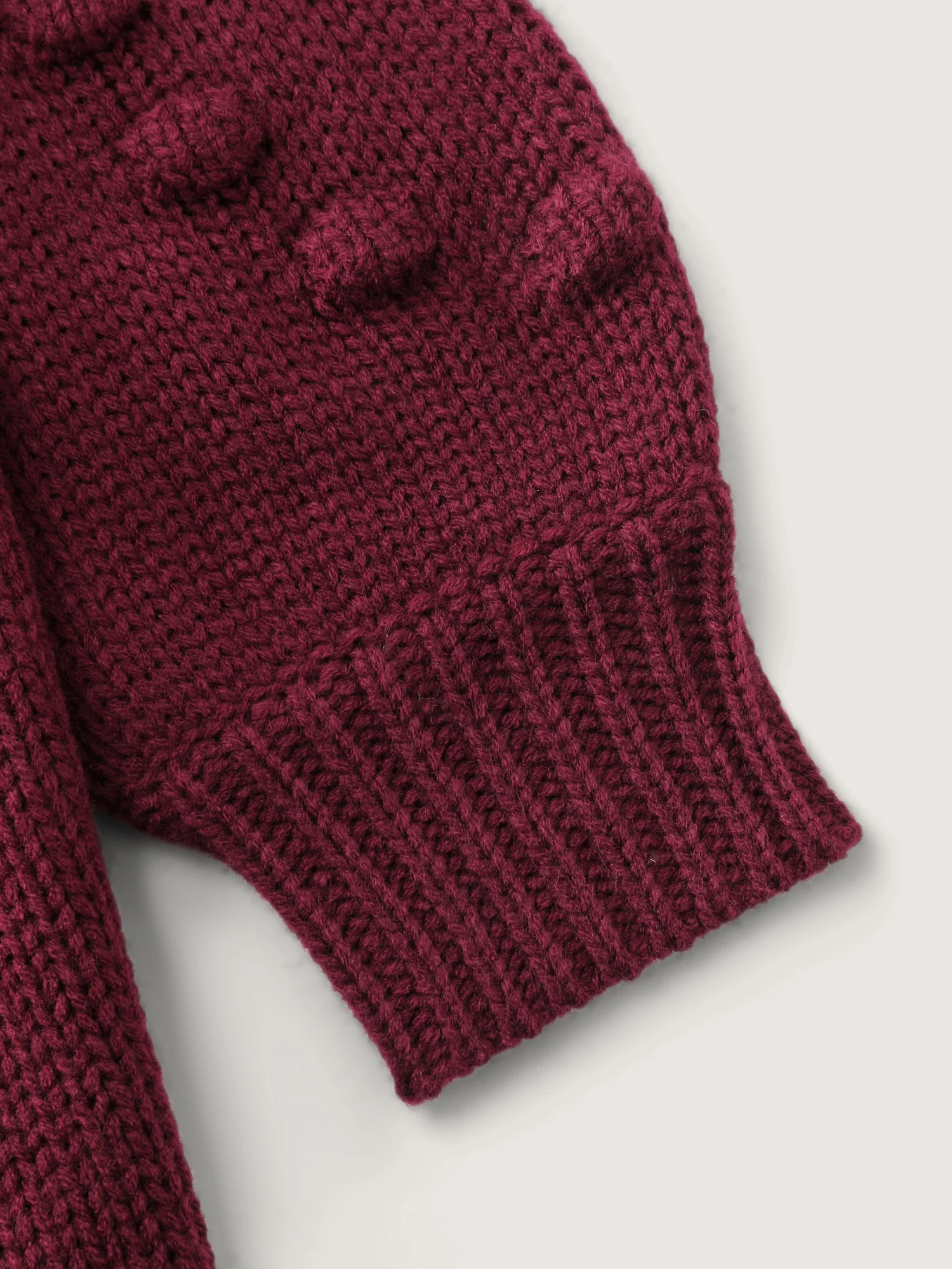 Heart Textured Lantern Sleeve Knit Cardigan - Image 6