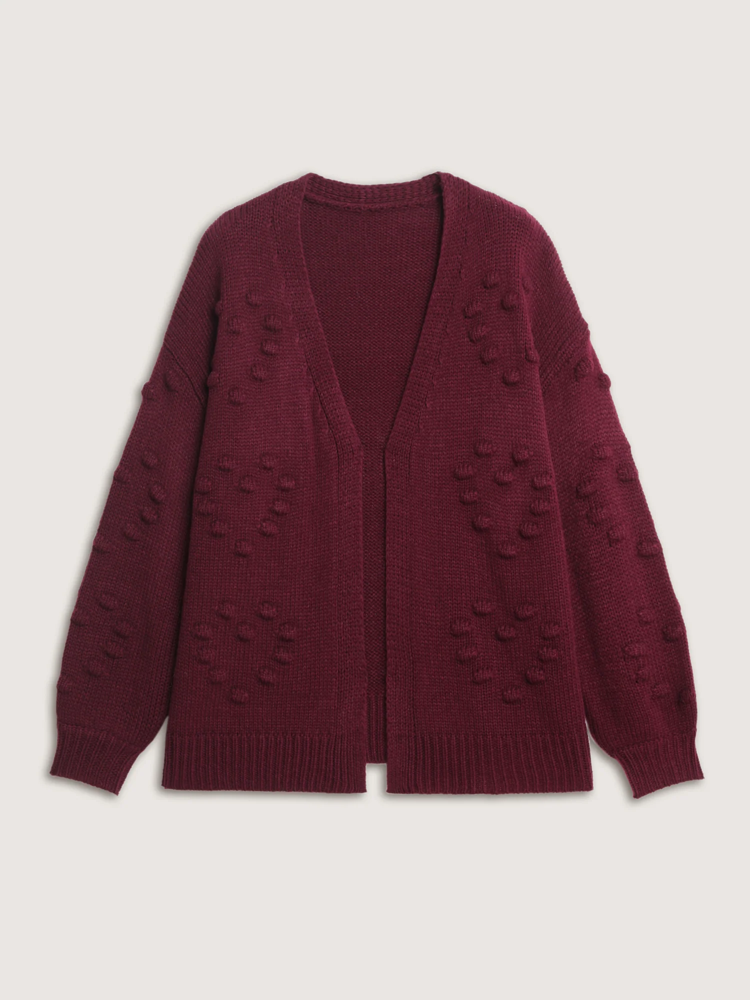 Heart Textured Lantern Sleeve Knit Cardigan - Image 8
