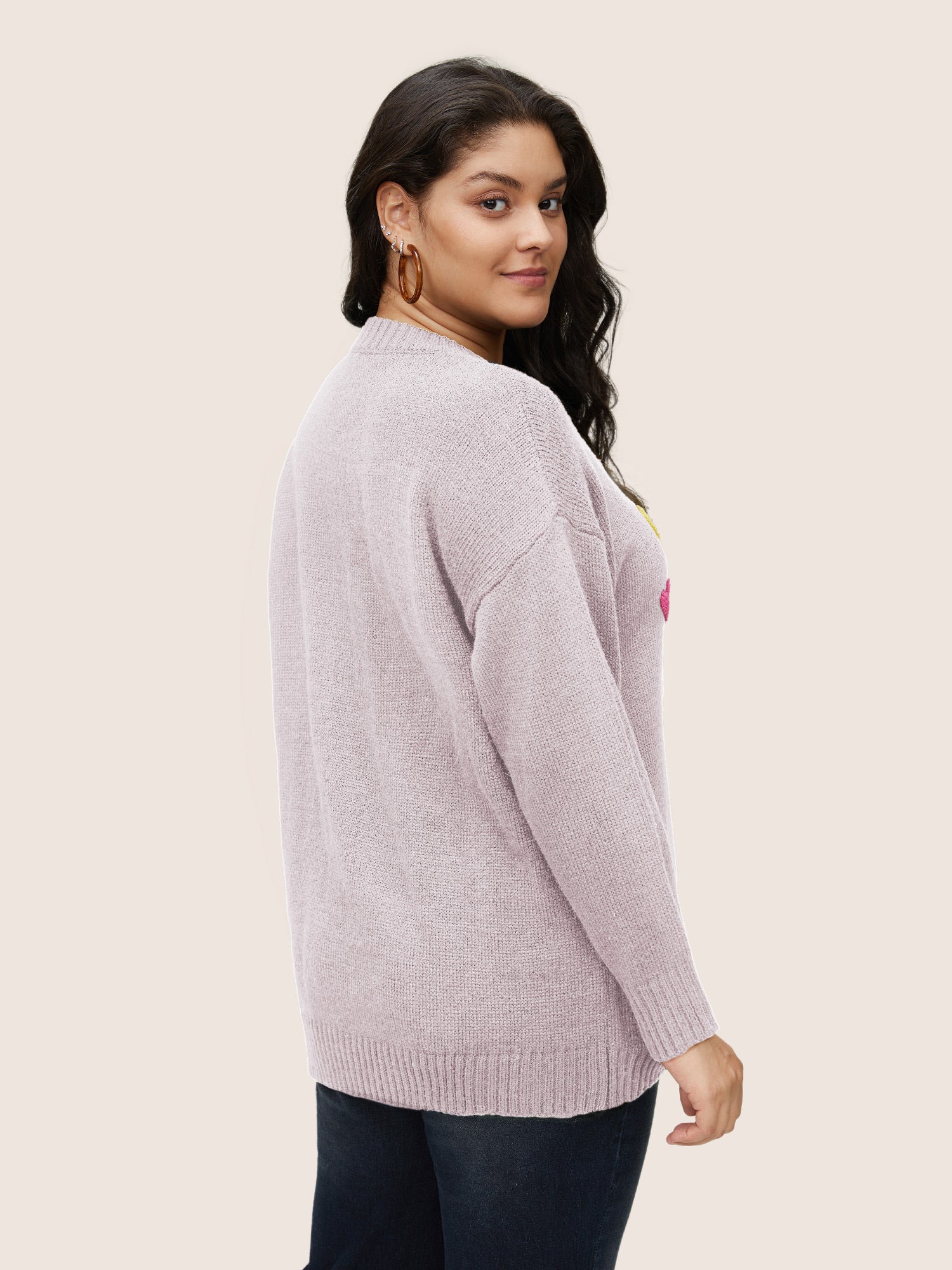Heart Towel Embroidered Crew Neck Pullover - Image 2
