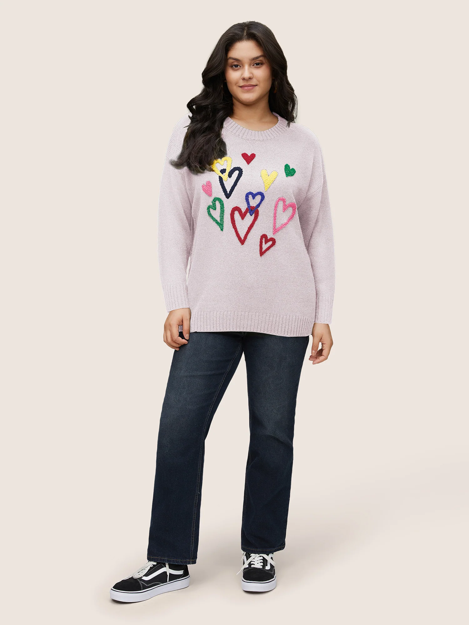 Heart Towel Embroidered Crew Neck Pullover - Image 3
