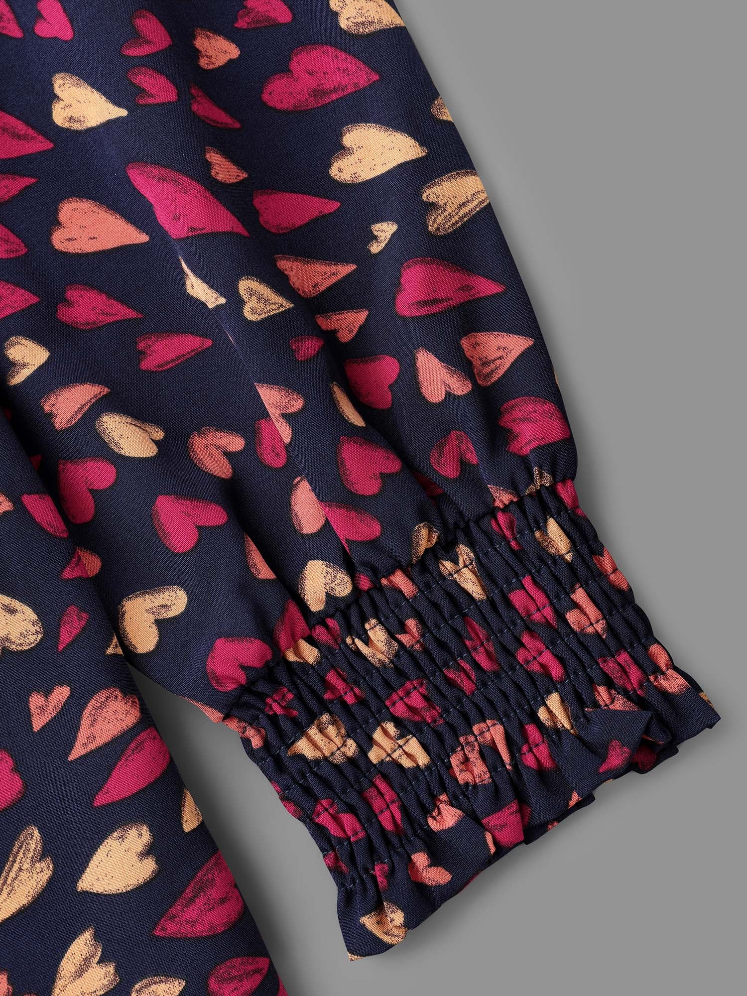 Hearts All Over Ruffled Neckline Blouse - Image 7