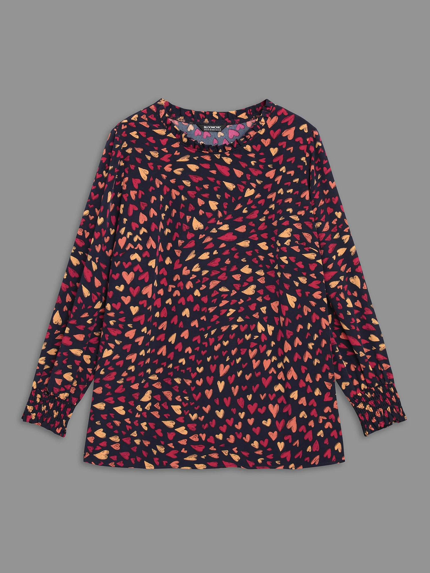 Hearts All Over Ruffled Neckline Blouse - Image 8