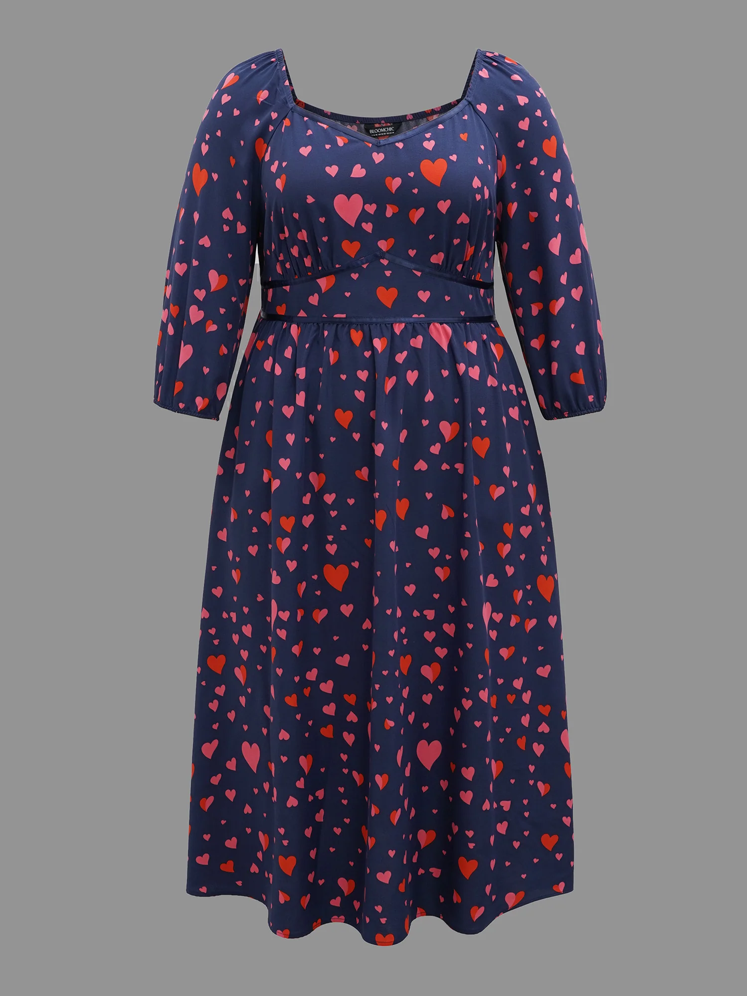 Hearts Print Contrast Webbing Pocket Dress - Image 6