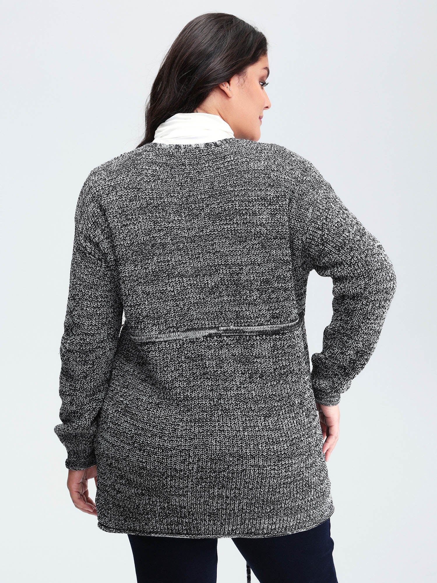 Heather Adjustable Waist Drawstring Knit Cardigan - Image 5