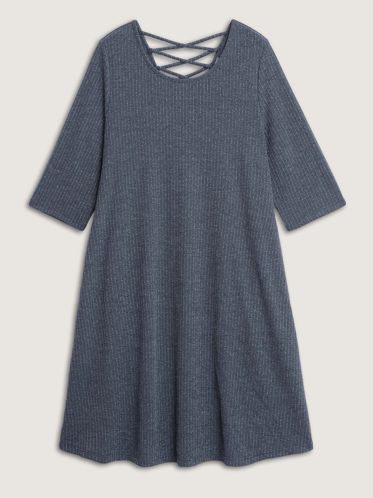Heather Back Cut-Out Solid Midi Dress - Image 7