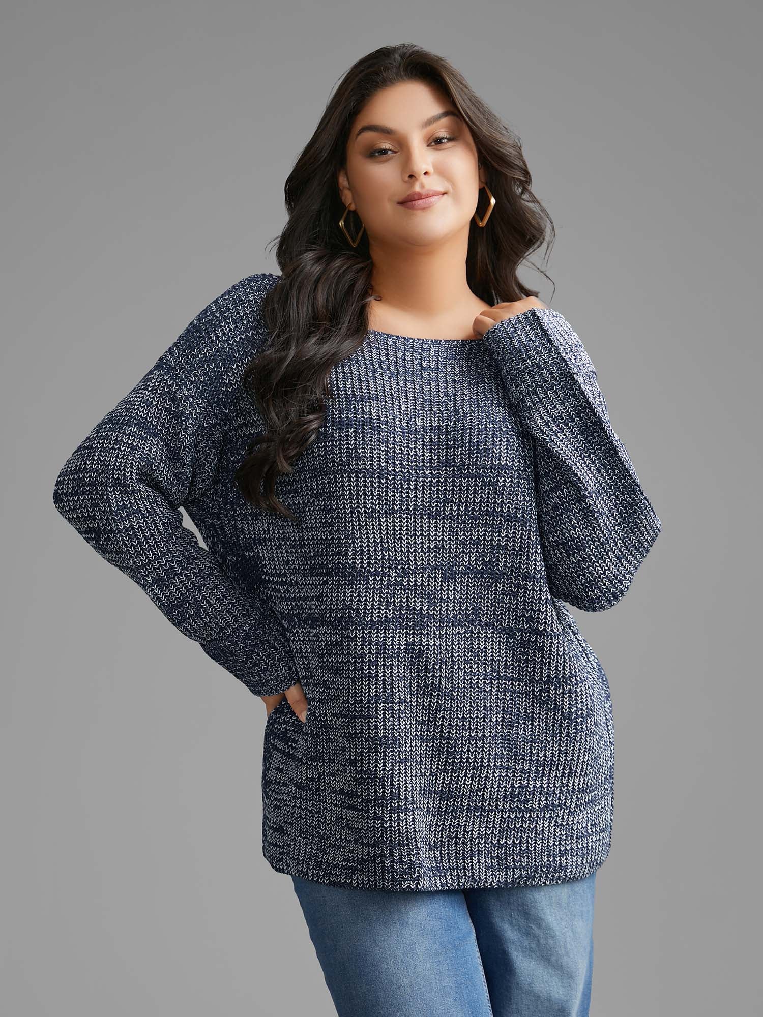 Heather Boat Neck Drop Shoulder Sleeve Pullover - Image 4
