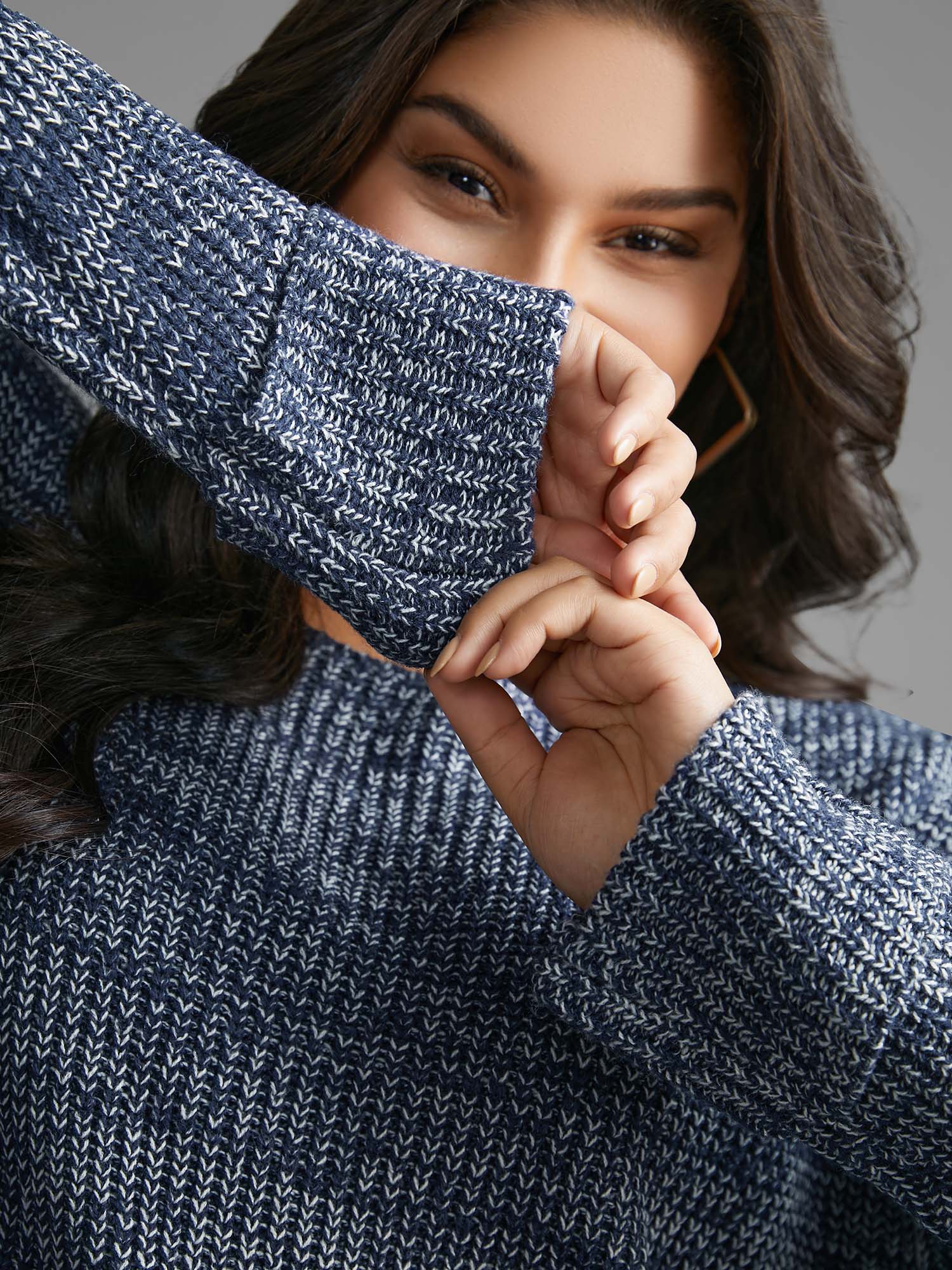 Heather Boat Neck Drop Shoulder Sleeve Pullover - Image 5