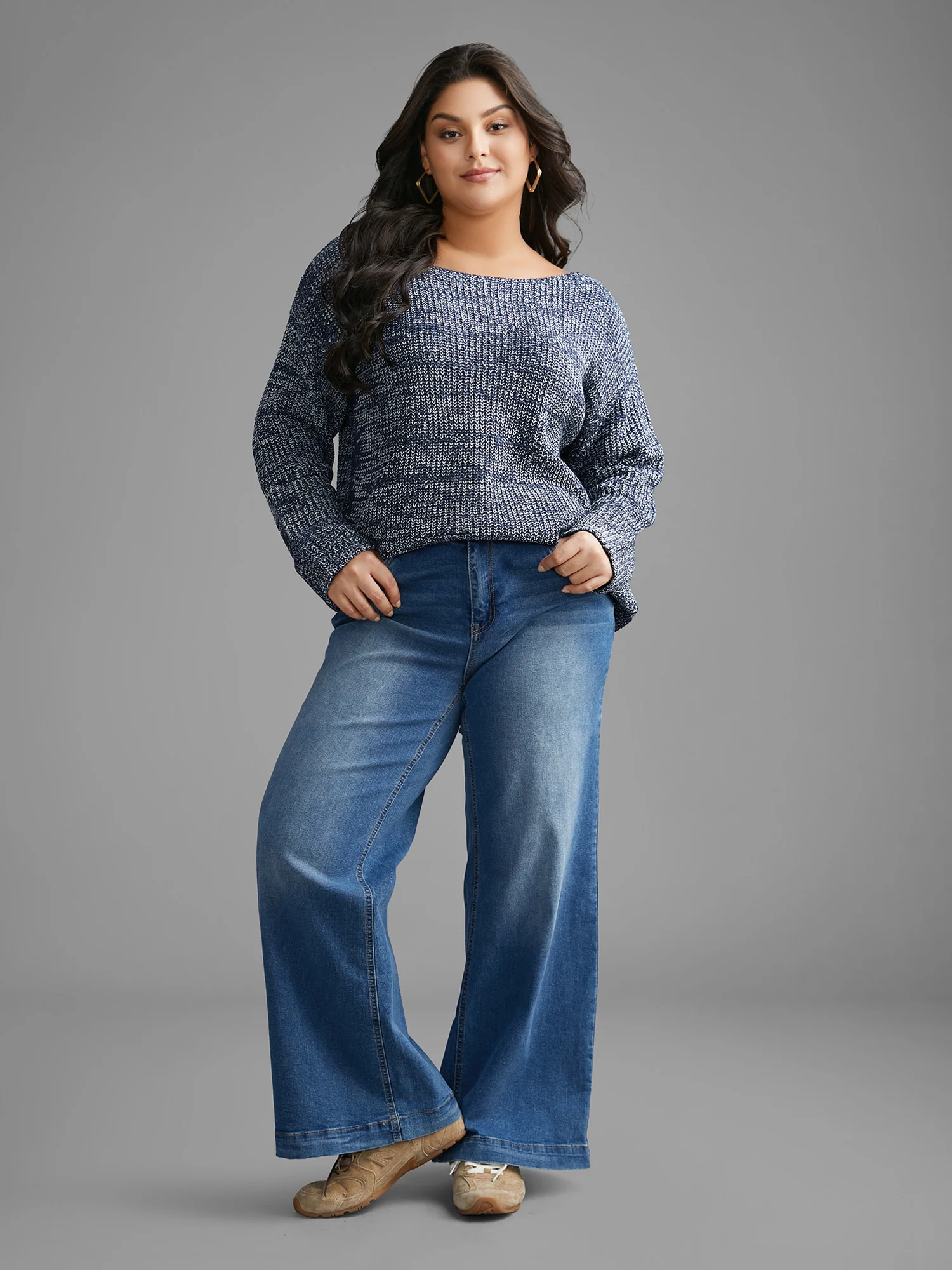 Heather Boat Neck Drop Shoulder Sleeve Pullover - Image 6