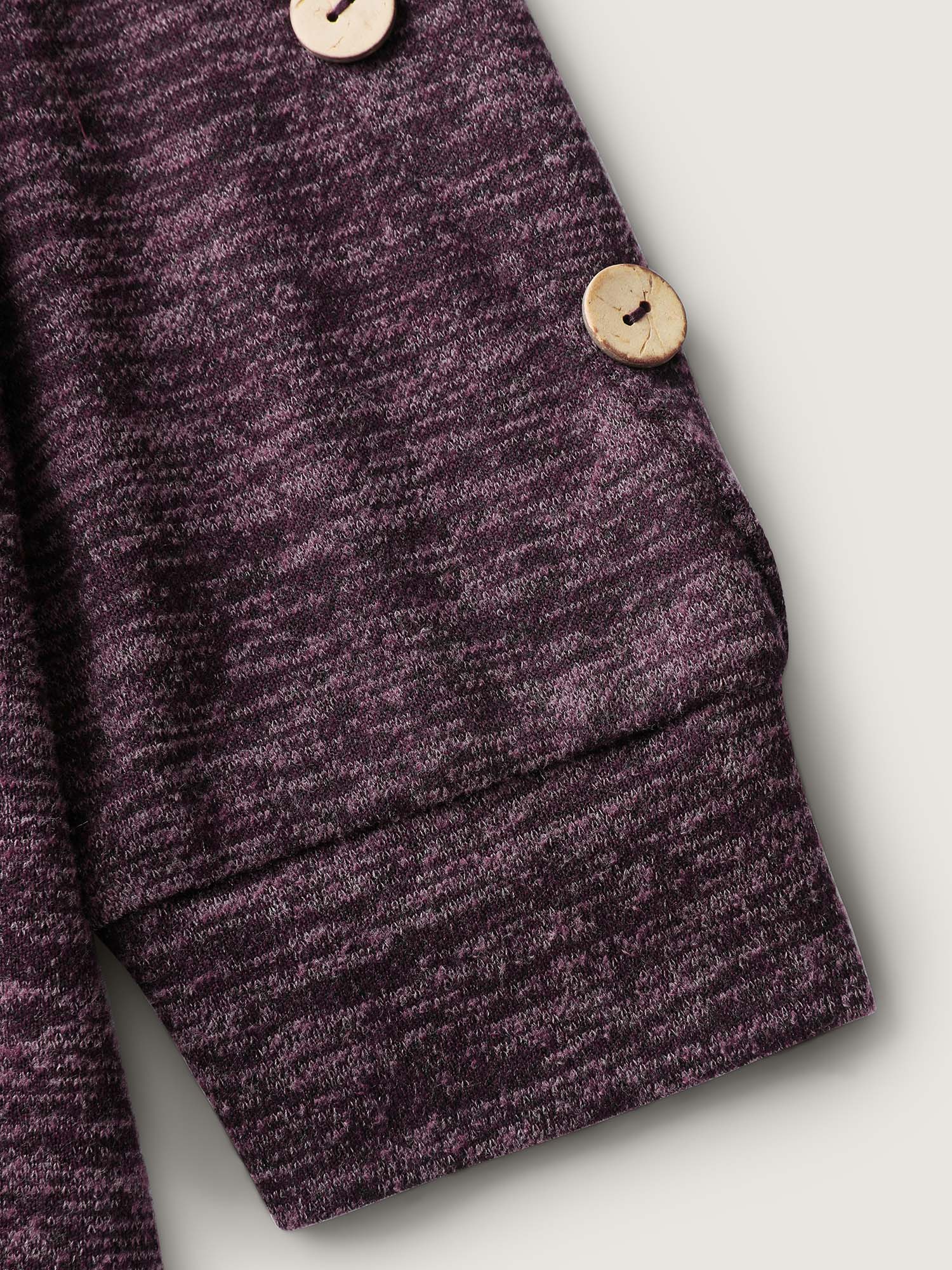 Heather Button Detail Overlap Sleeve Sweatshirt - Image 7