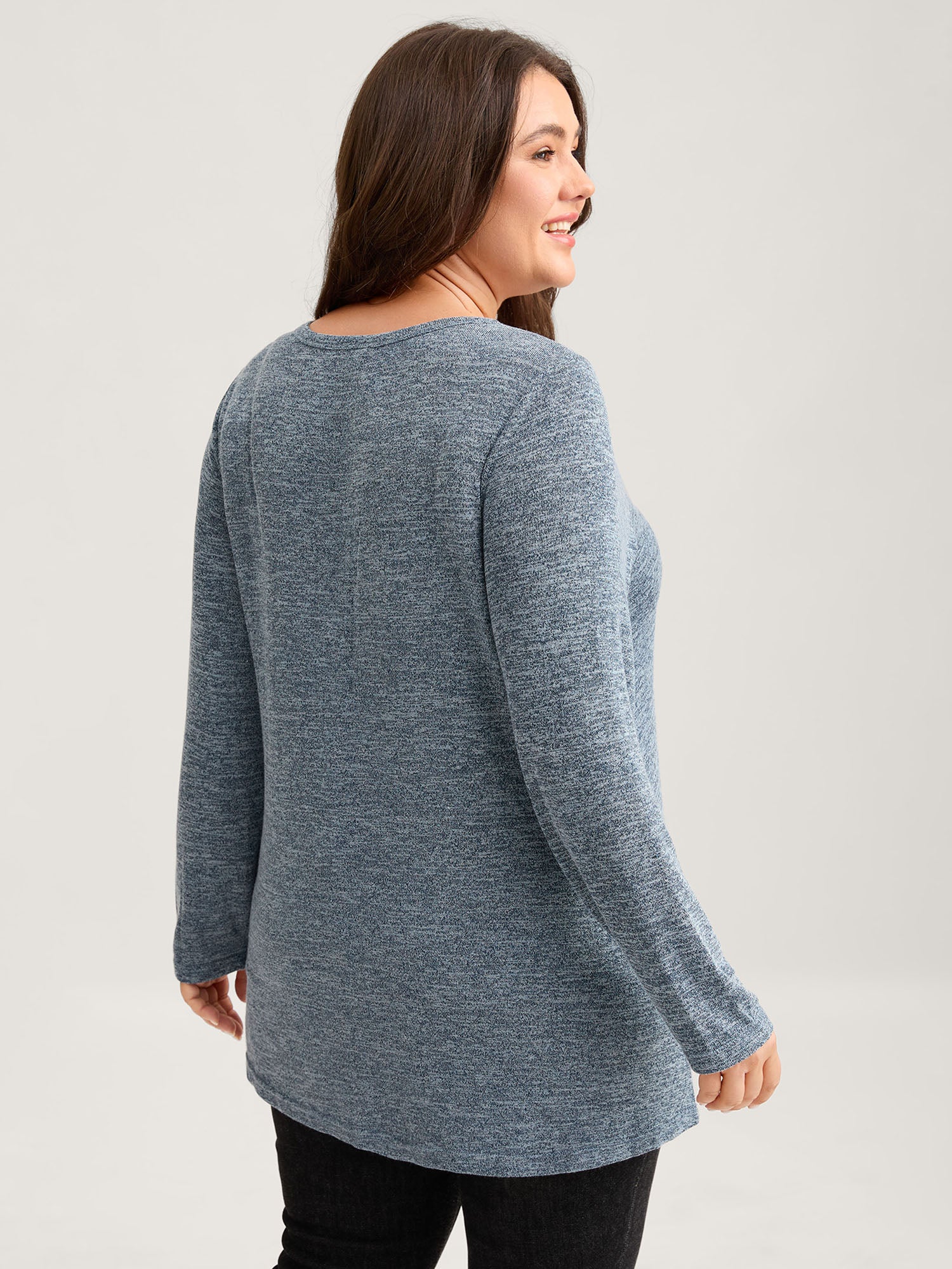 Heather Button Up Long Sleeve T-shirt - Image 11