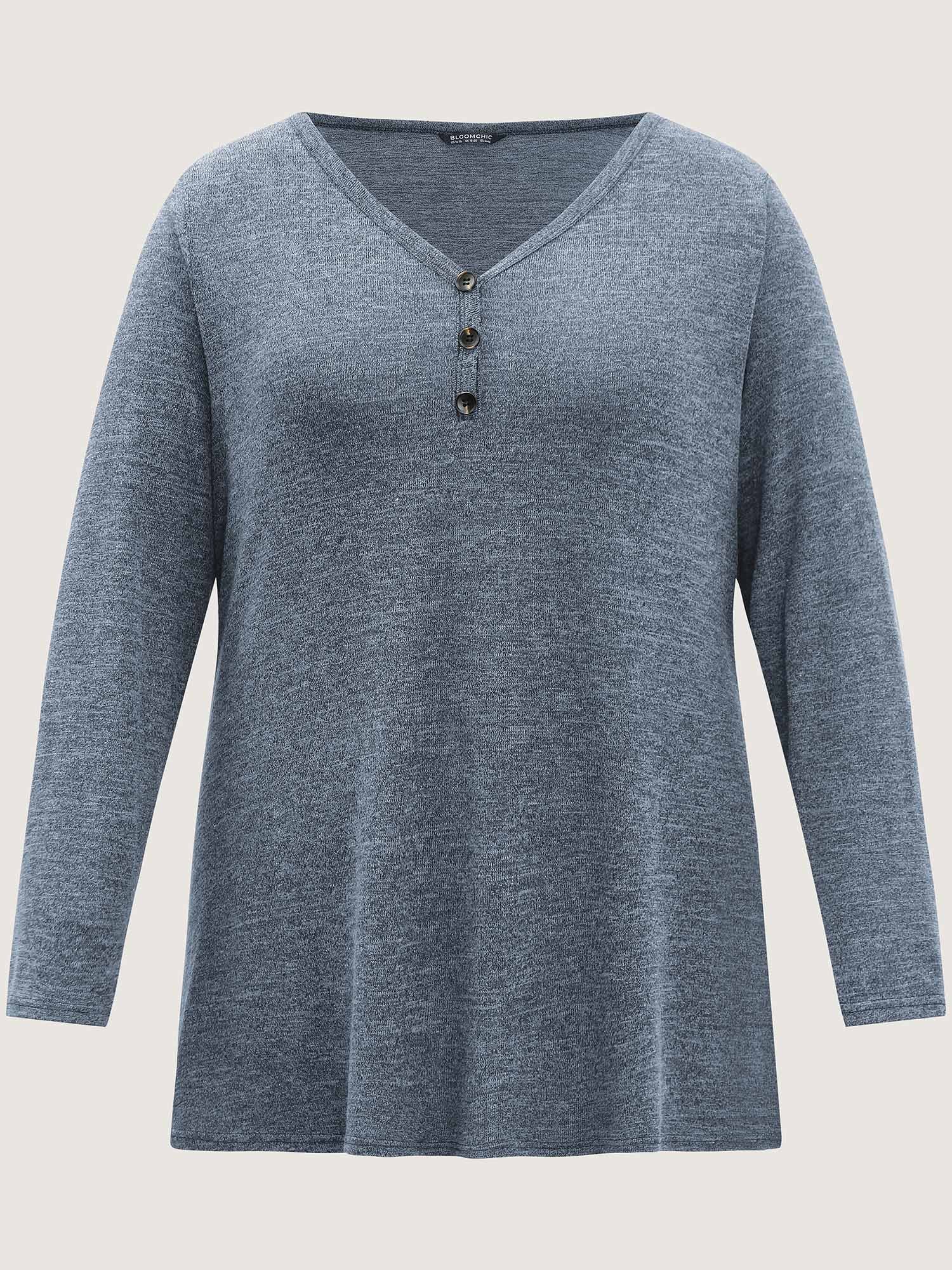 Heather Button Up Long Sleeve T-shirt - Image 12