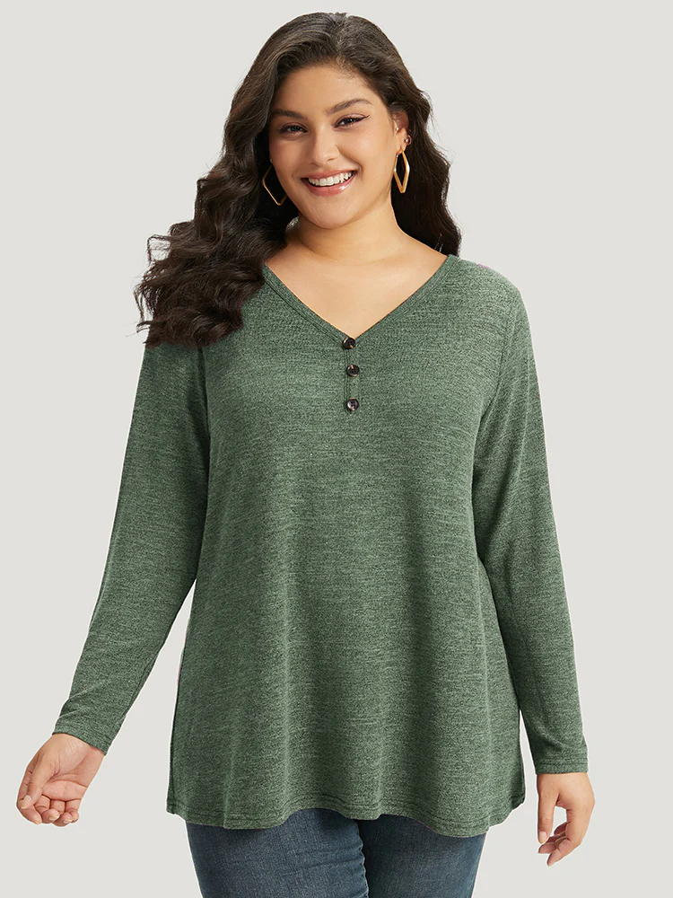 Heather Button Up Long Sleeve T-shirt - Image 6