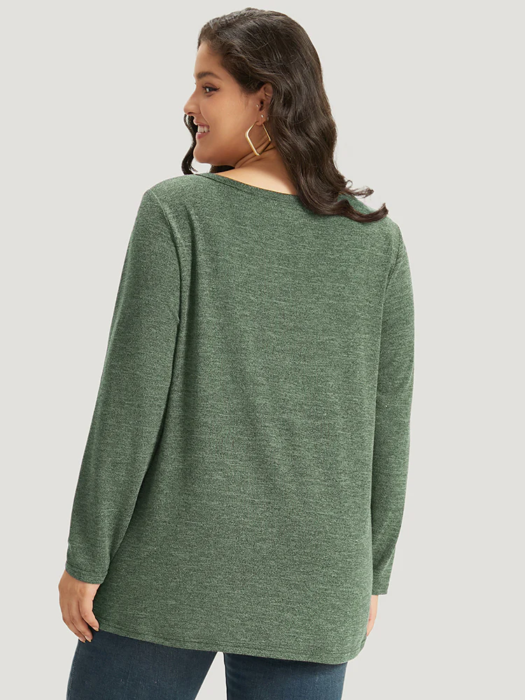 Heather Button Up Long Sleeve T-shirt - Image 7