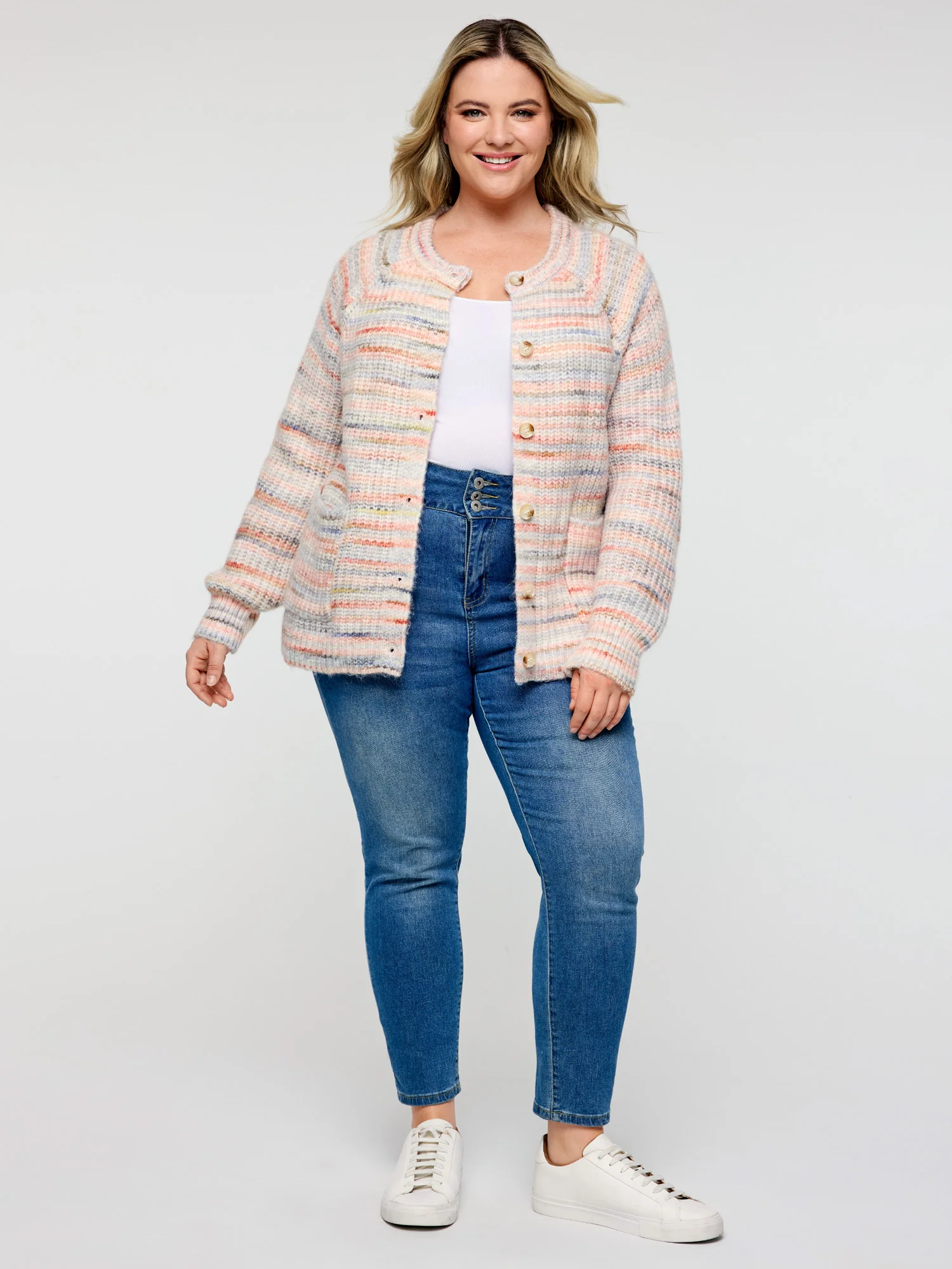 Heather Buttons Pockets Knit Cardigan - Image 2
