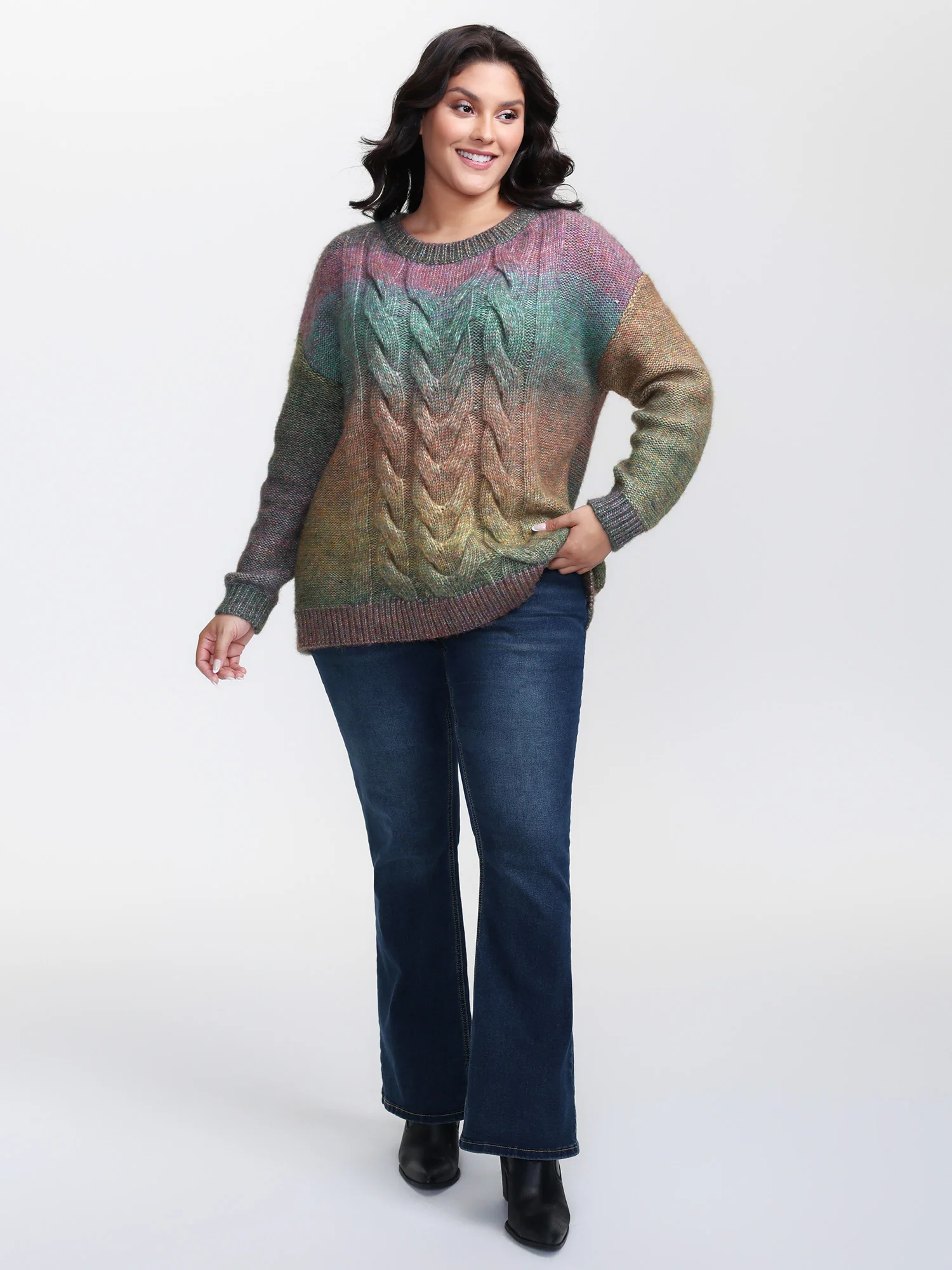 Heather Color Gradient Drop Shoulder Pullover - Image 3