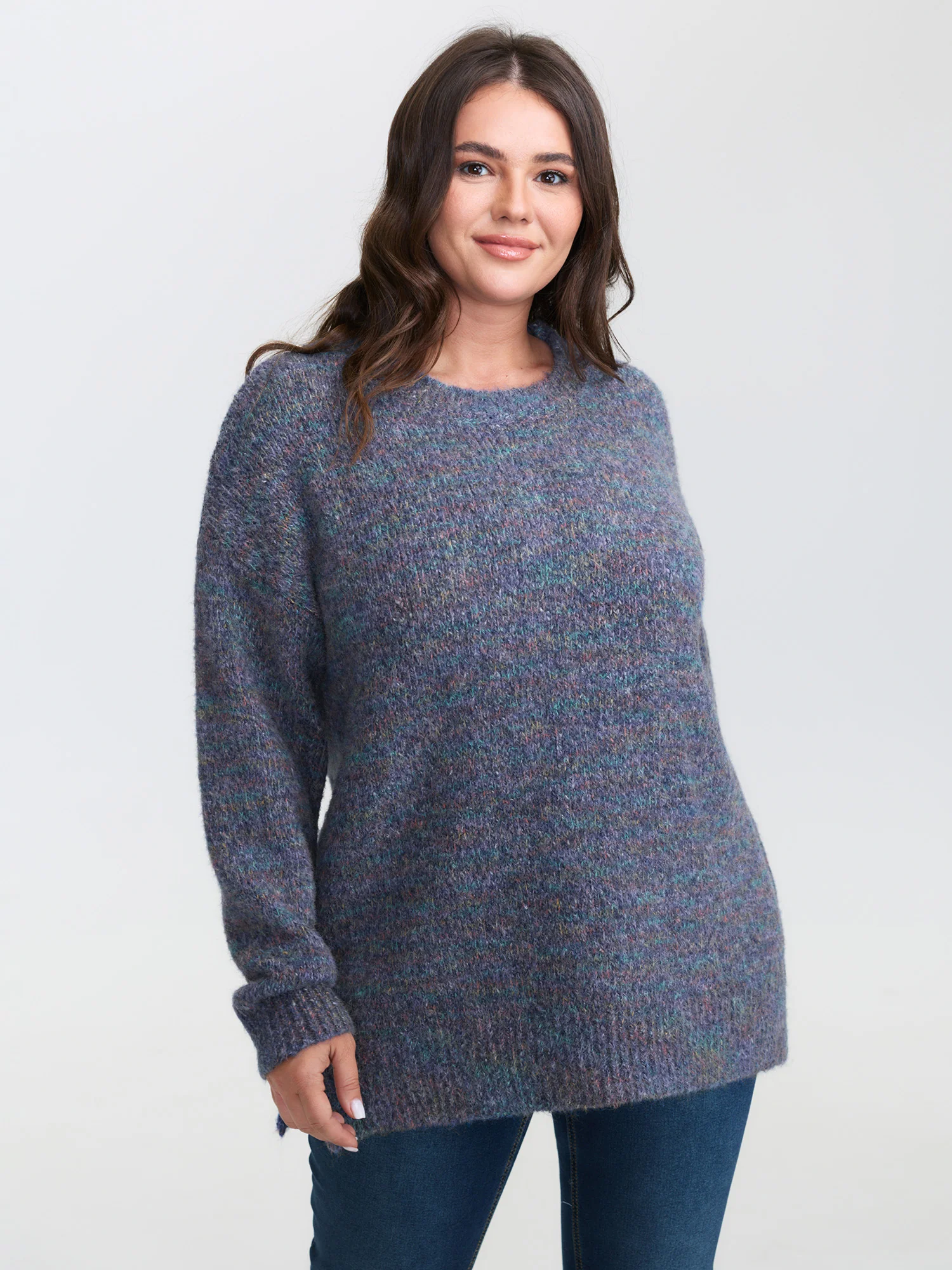 Heather Color Gradient Round Neck Pullover - Image 2