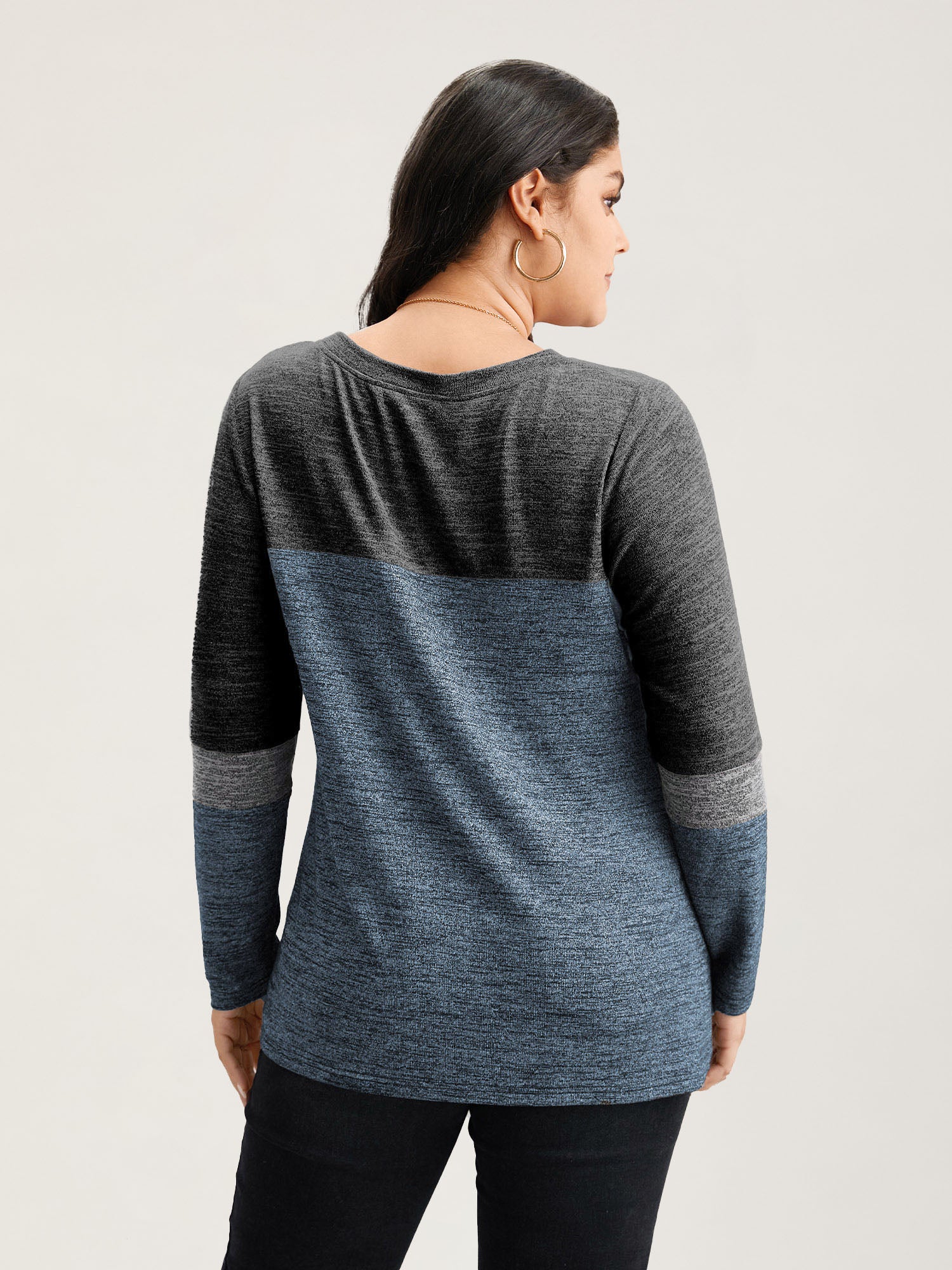 Heather Colorblock Contrast Crew Neck T-shirt - Image 5