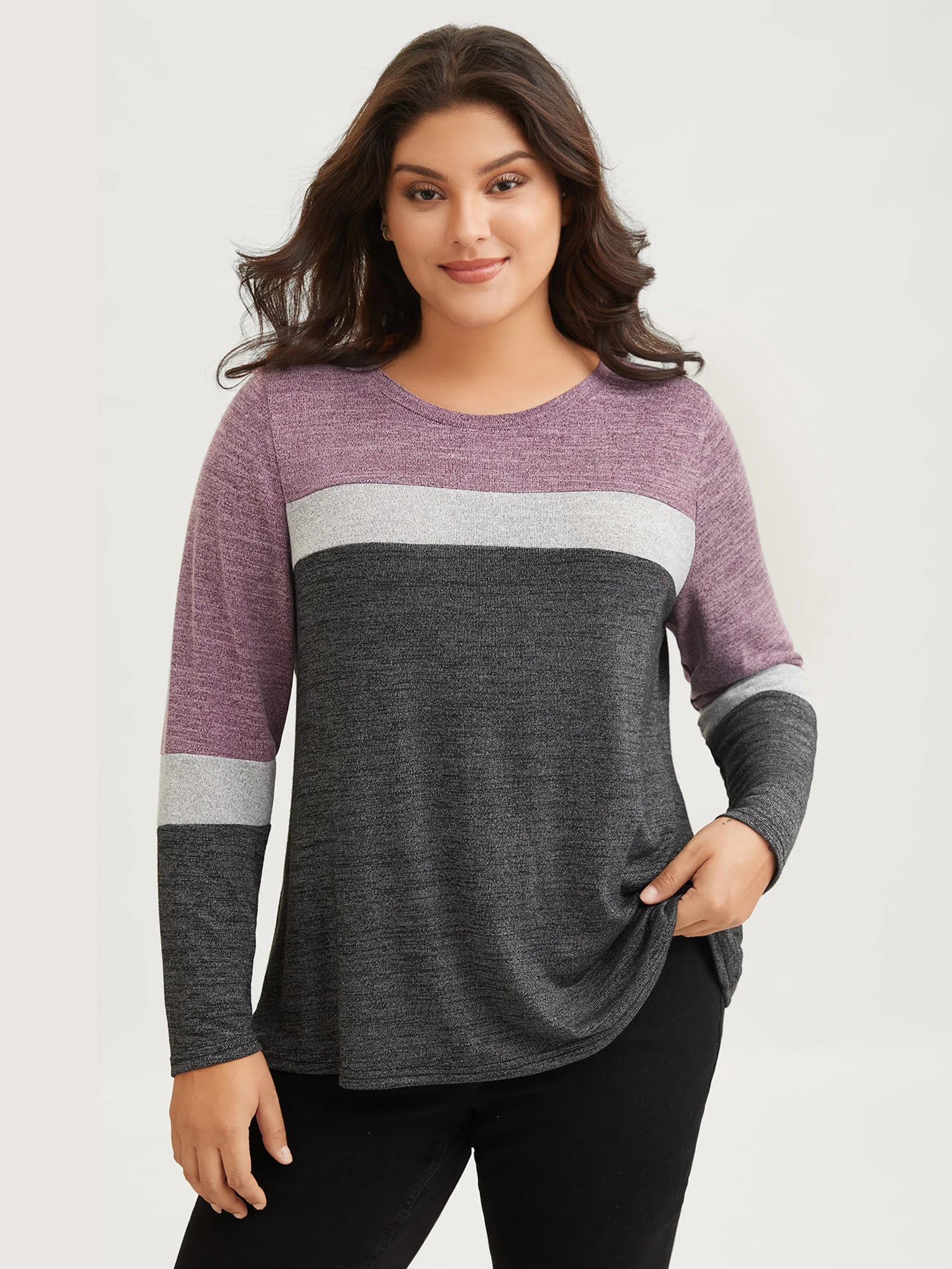 Heather Colorblock Contrast Crew Neck T-shirt - Image 7