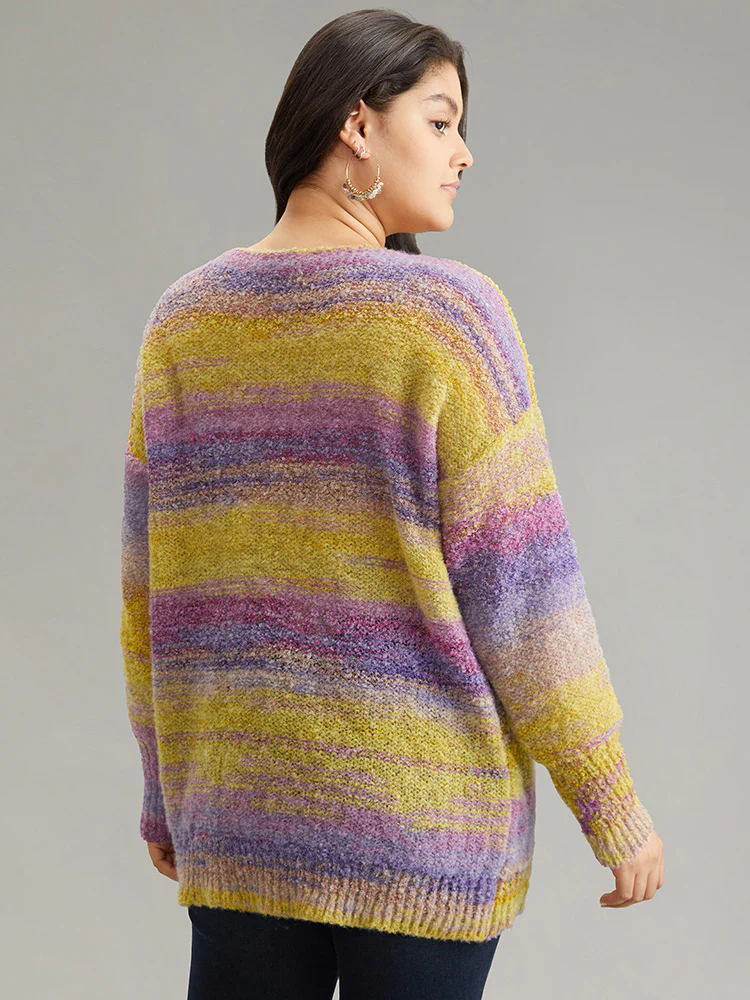 Heather Colorblock Contrast Drop Shoulder Pullover - Image 2
