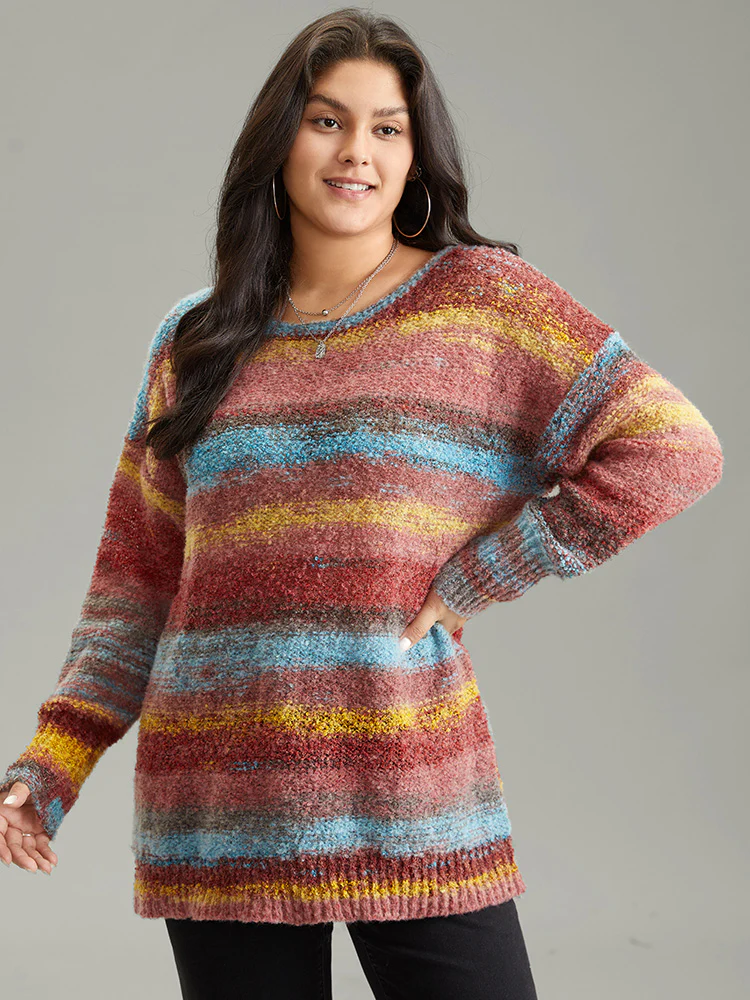 Heather Colorblock Contrast Drop Shoulder Pullover - Image 3