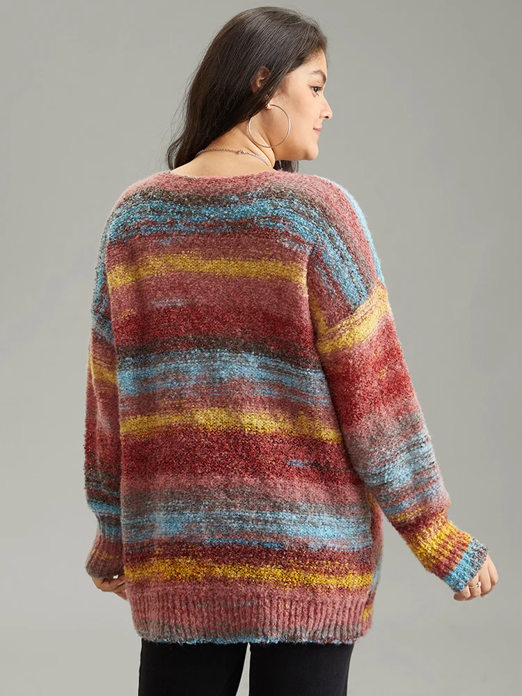 Heather Colorblock Contrast Drop Shoulder Pullover - Image 4