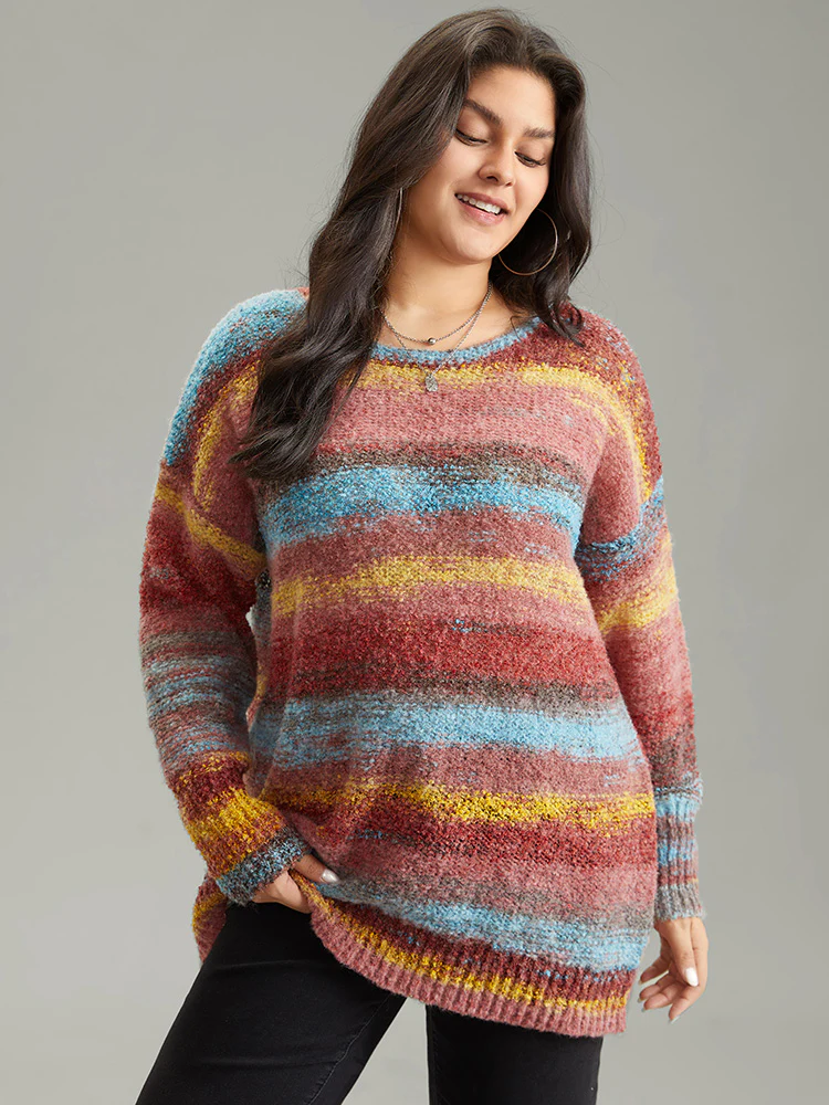 Heather Colorblock Contrast Drop Shoulder Pullover - Image 5