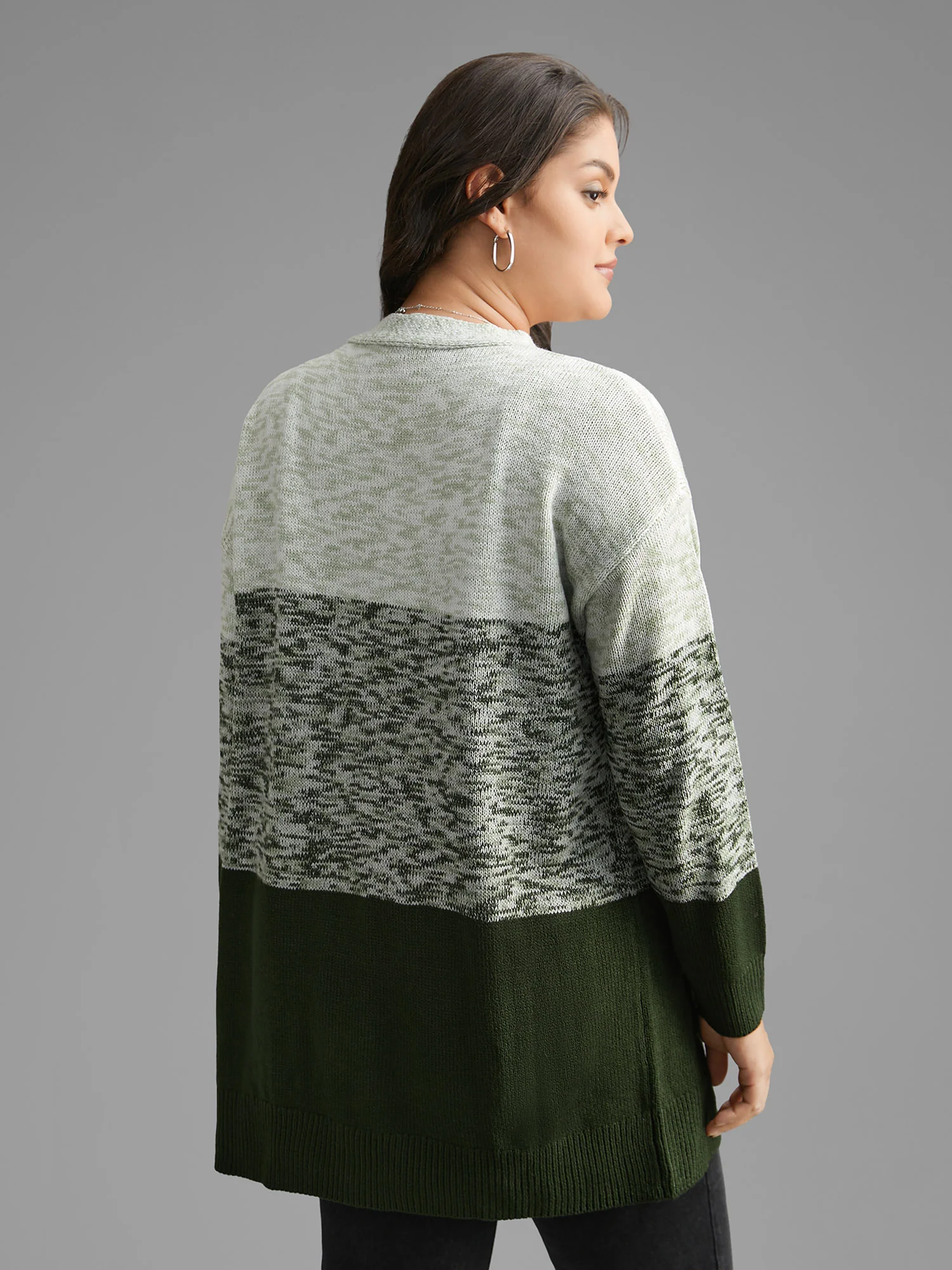 Heather Colorblock Contrast Patched Pocket Cardigan - Image 3