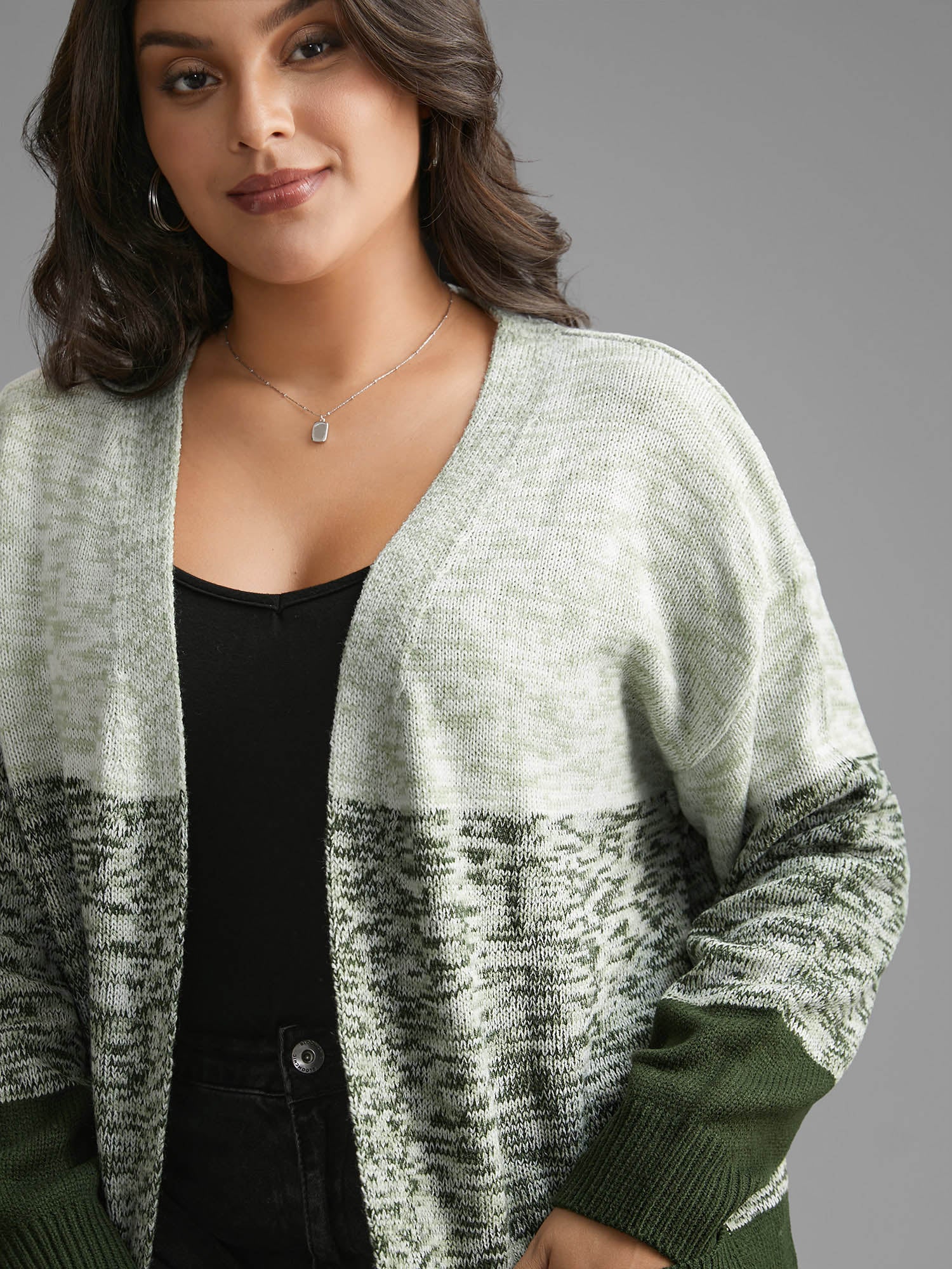 Heather Colorblock Contrast Patched Pocket Cardigan - Image 5