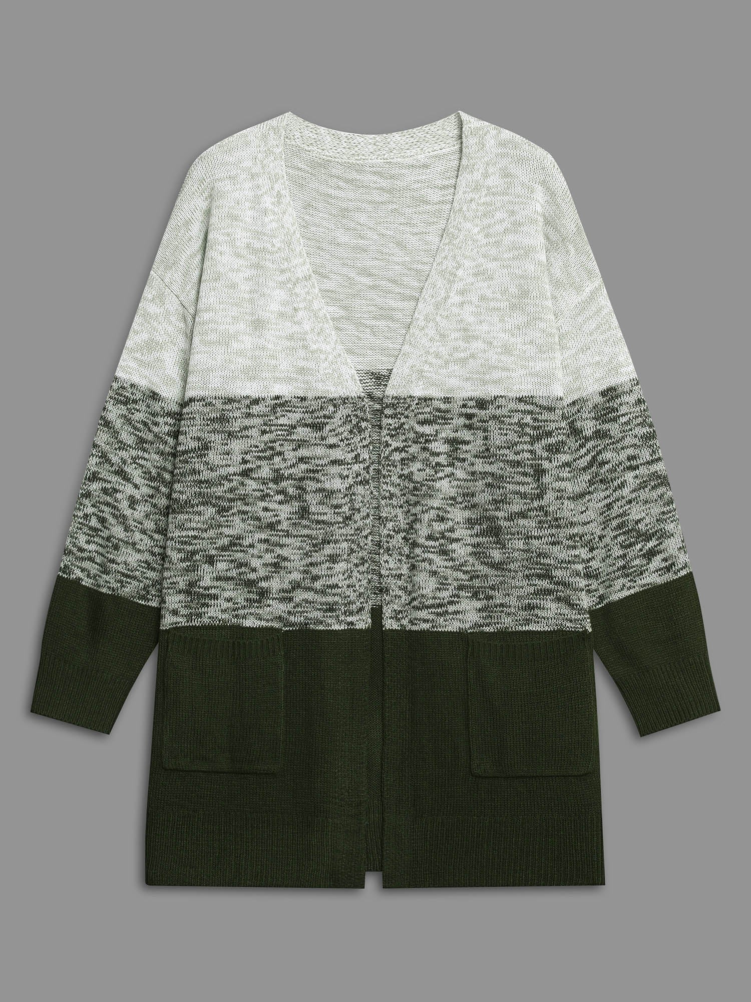 Heather Colorblock Contrast Patched Pocket Cardigan - Image 8