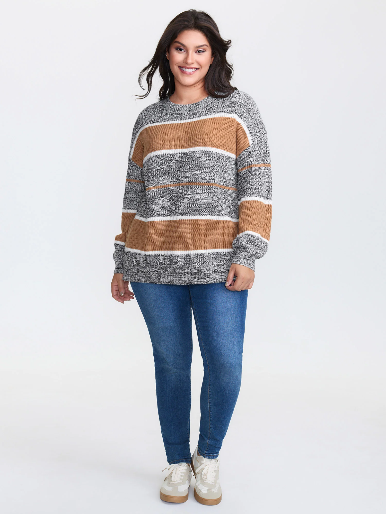 Heather Colorful Stripes Round Neck Pullover - Image 2