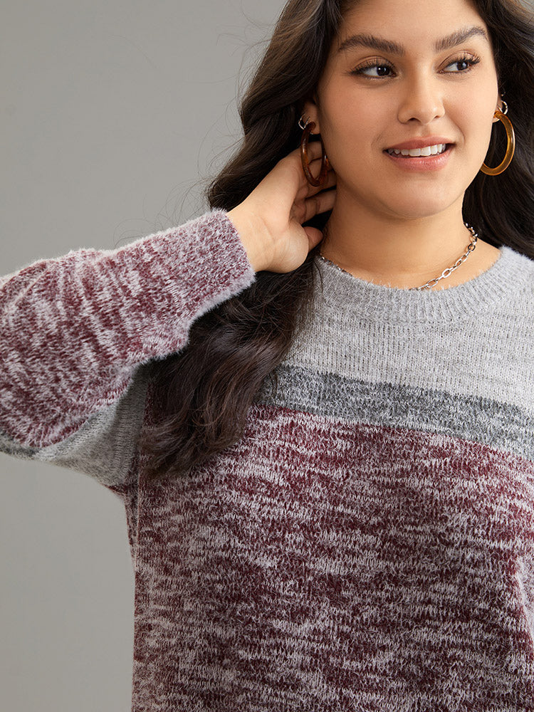 Heather Contrast Crew Neck Drop Shoulder Pullover - Image 4