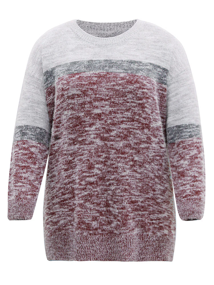 Heather Contrast Crew Neck Drop Shoulder Pullover - Image 5