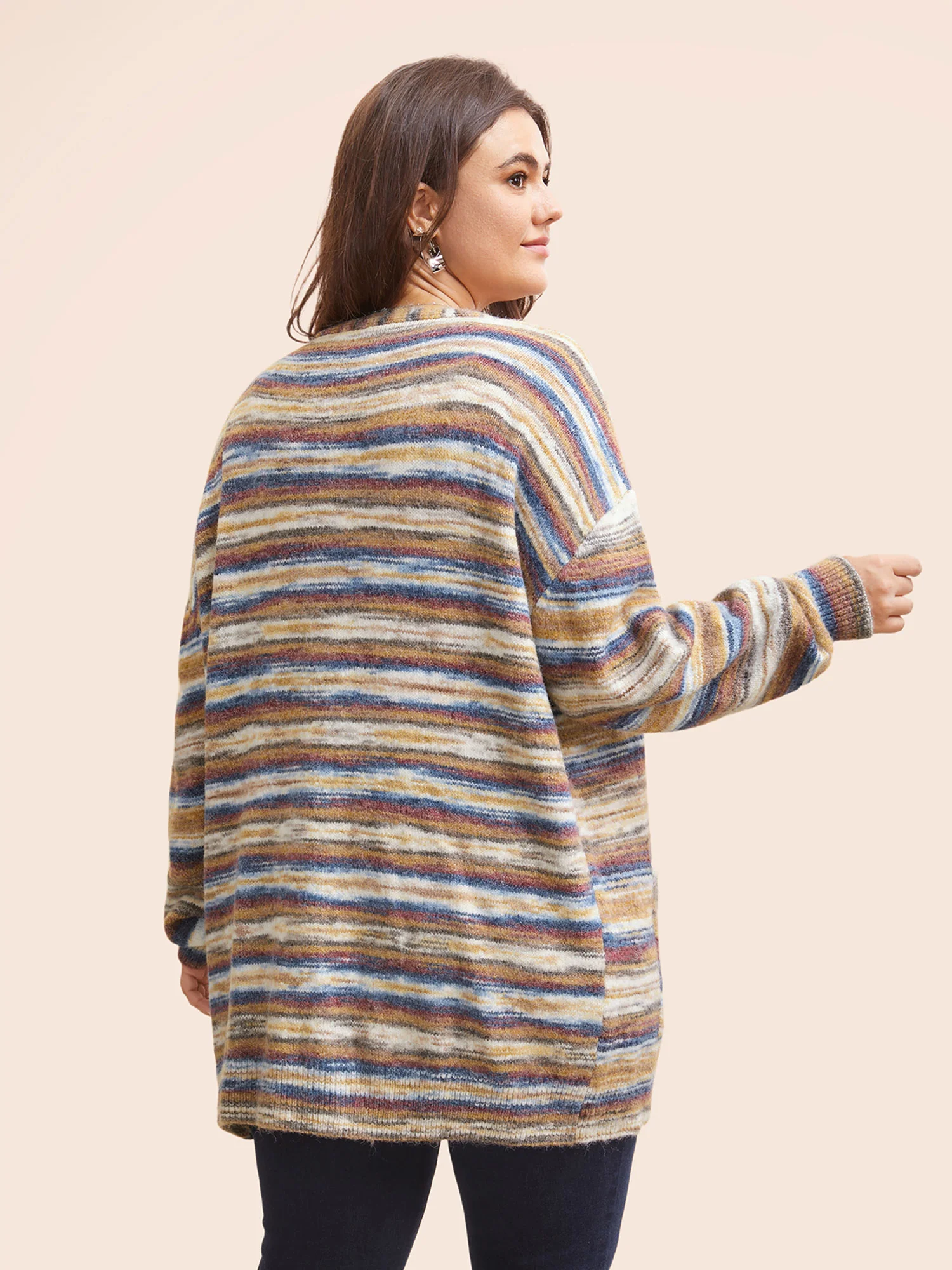 Heather Contrast Open Front Pocket Cardigan - Image 2