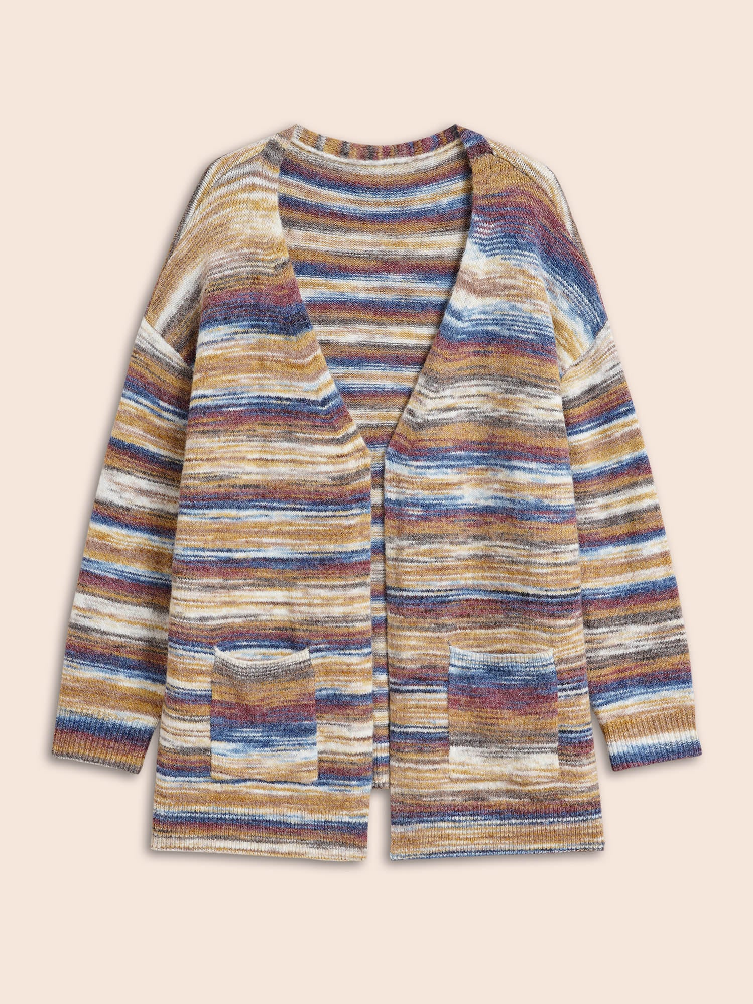 Heather Contrast Open Front Pocket Cardigan - Image 8