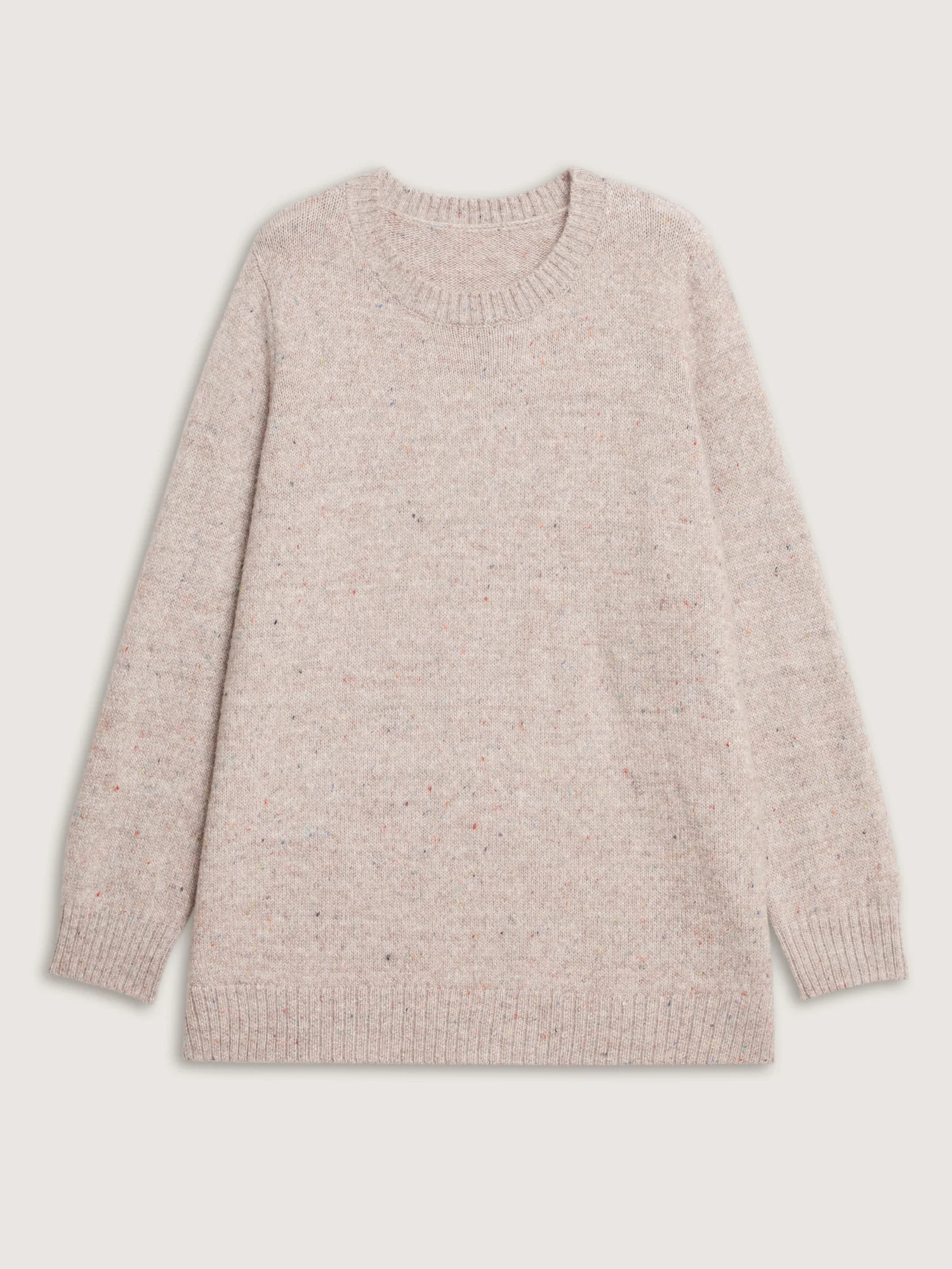 Heather Crewneck Ribbed Hem Pullover - Image 6