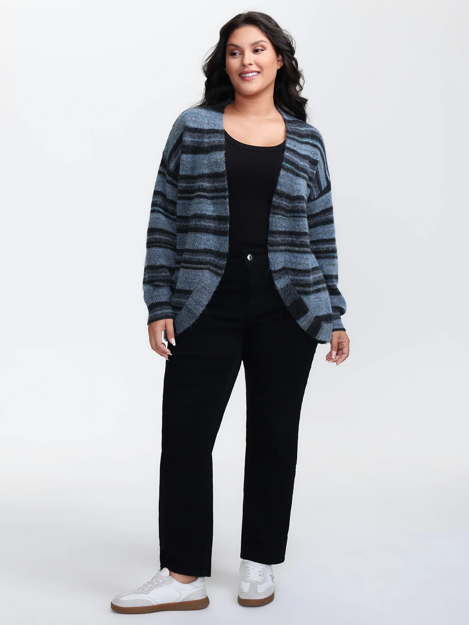 Wool Blend Curvy Hem Knit Cardigan - Image 3