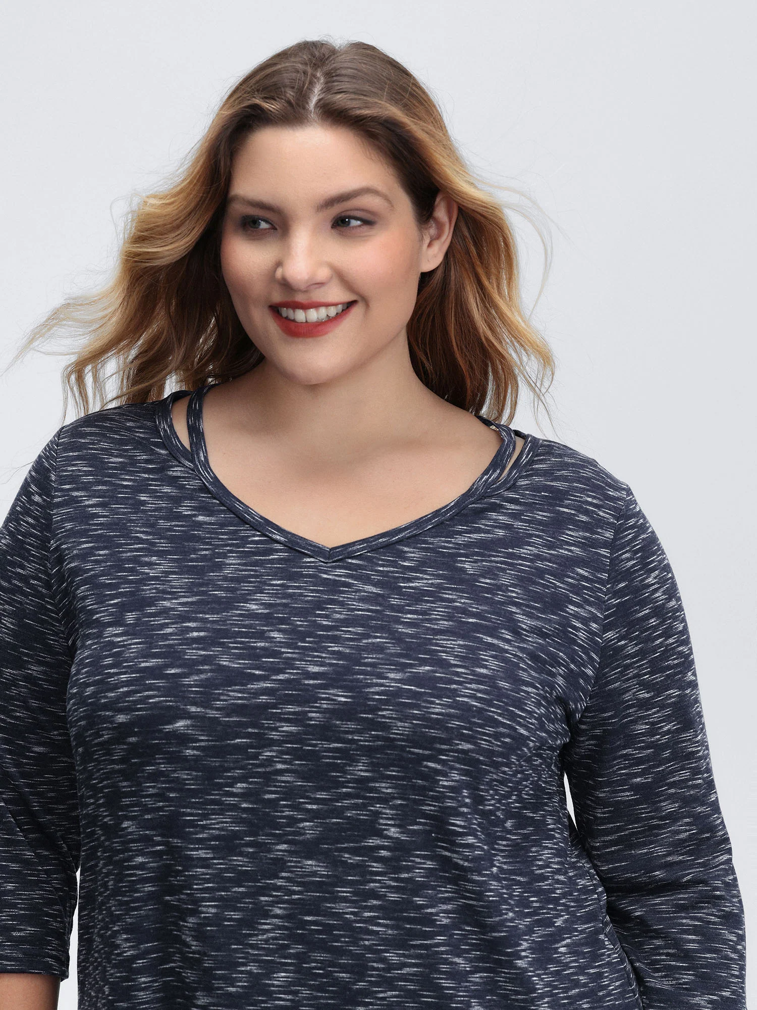 Heather Cut-Out Neckline T-Shirt - Image 2