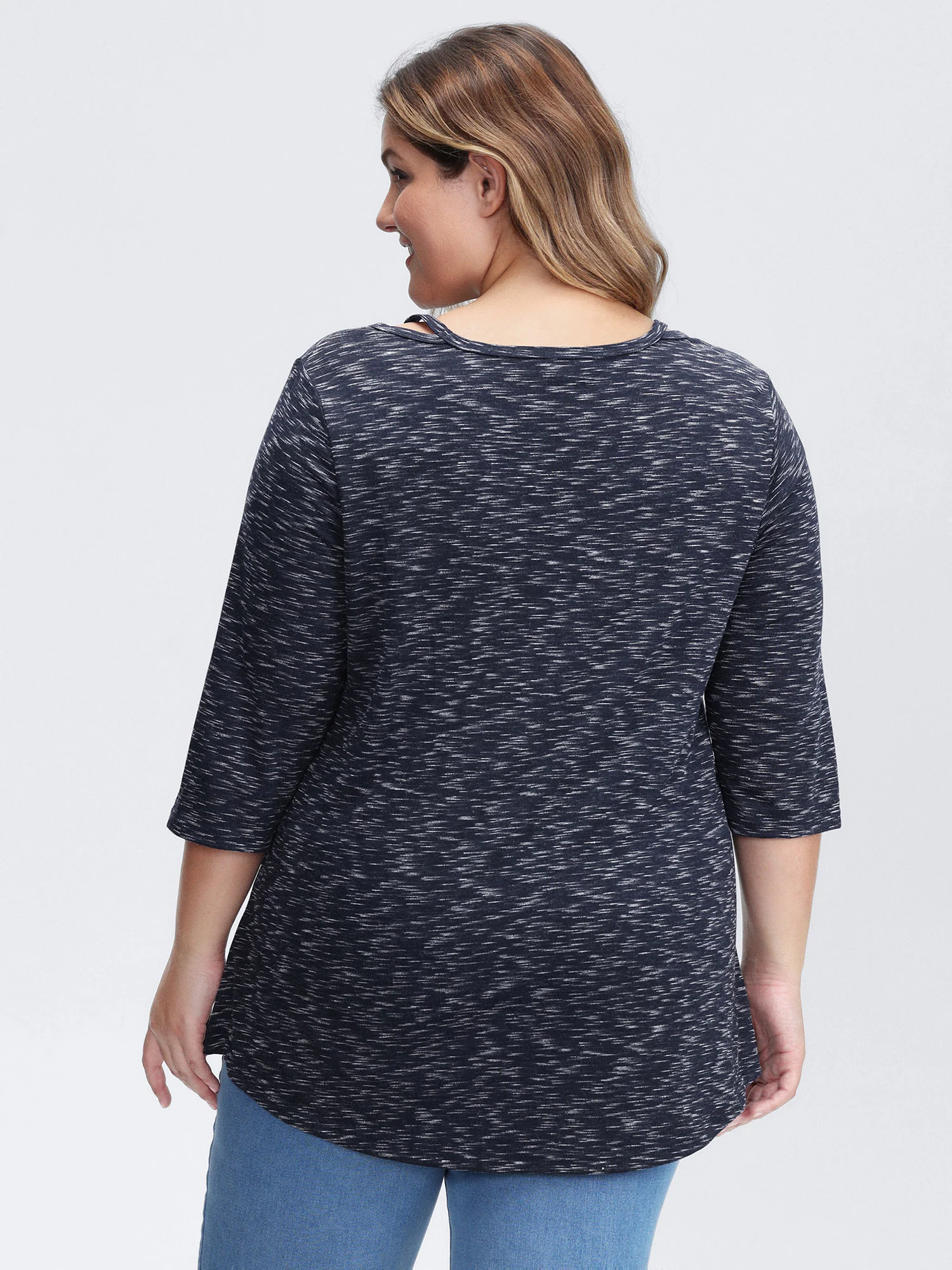 Heather Cut-Out Neckline T-Shirt - Image 4