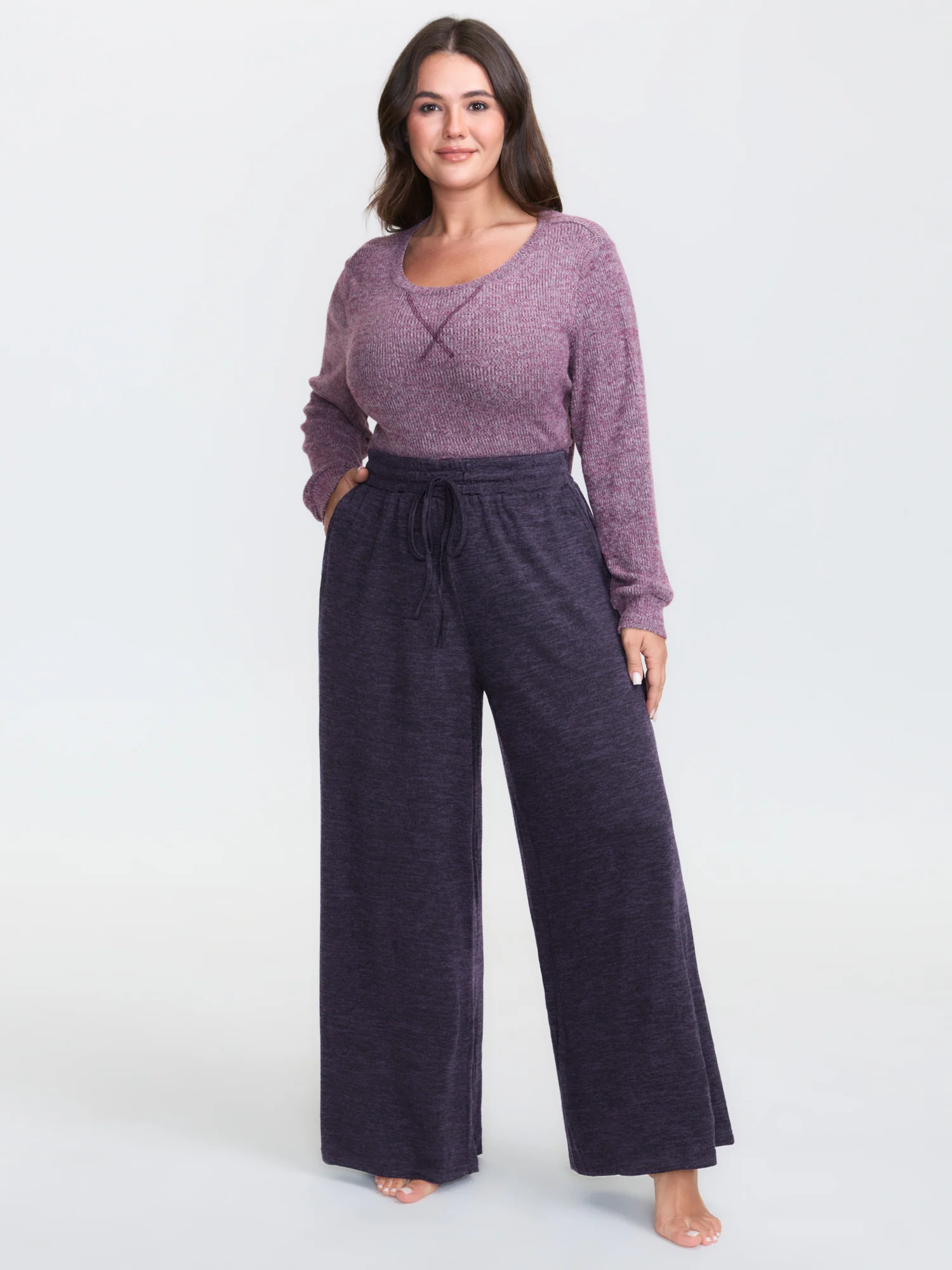 Heather Drawstring Loose Lounge Bottoms - Image 10