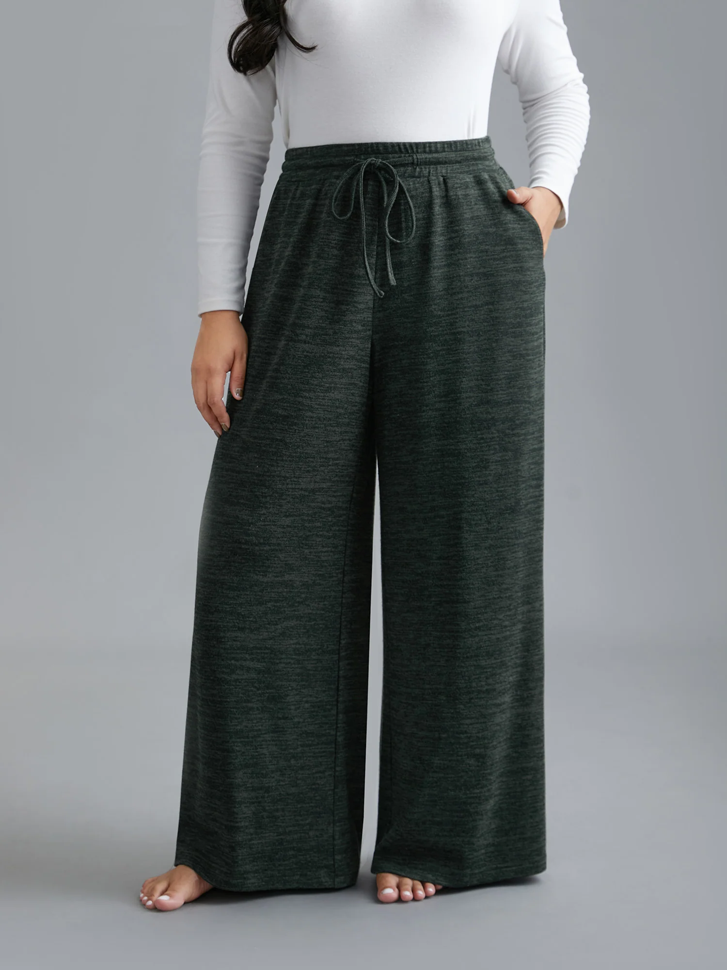 Heather Drawstring Loose Lounge Bottoms - Image 14