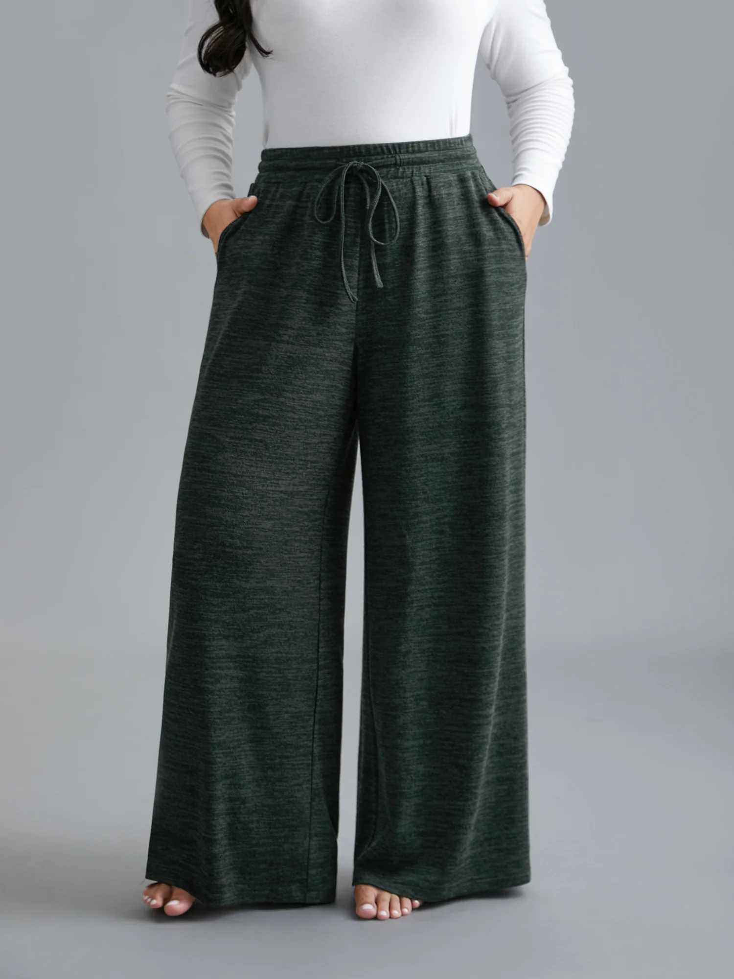Heather Drawstring Loose Lounge Bottoms - Image 15