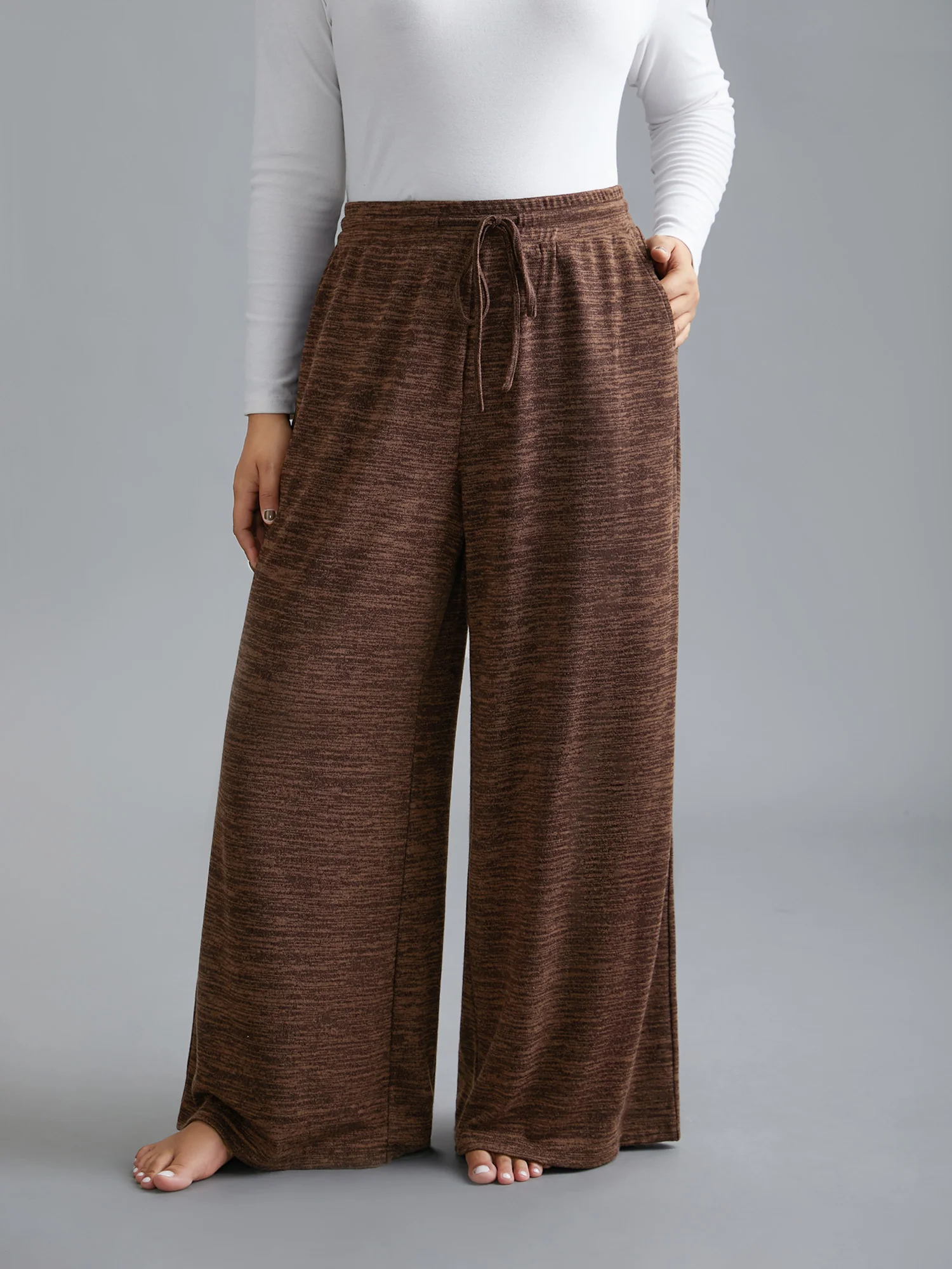 Heather Drawstring Loose Lounge Bottoms - Image 17