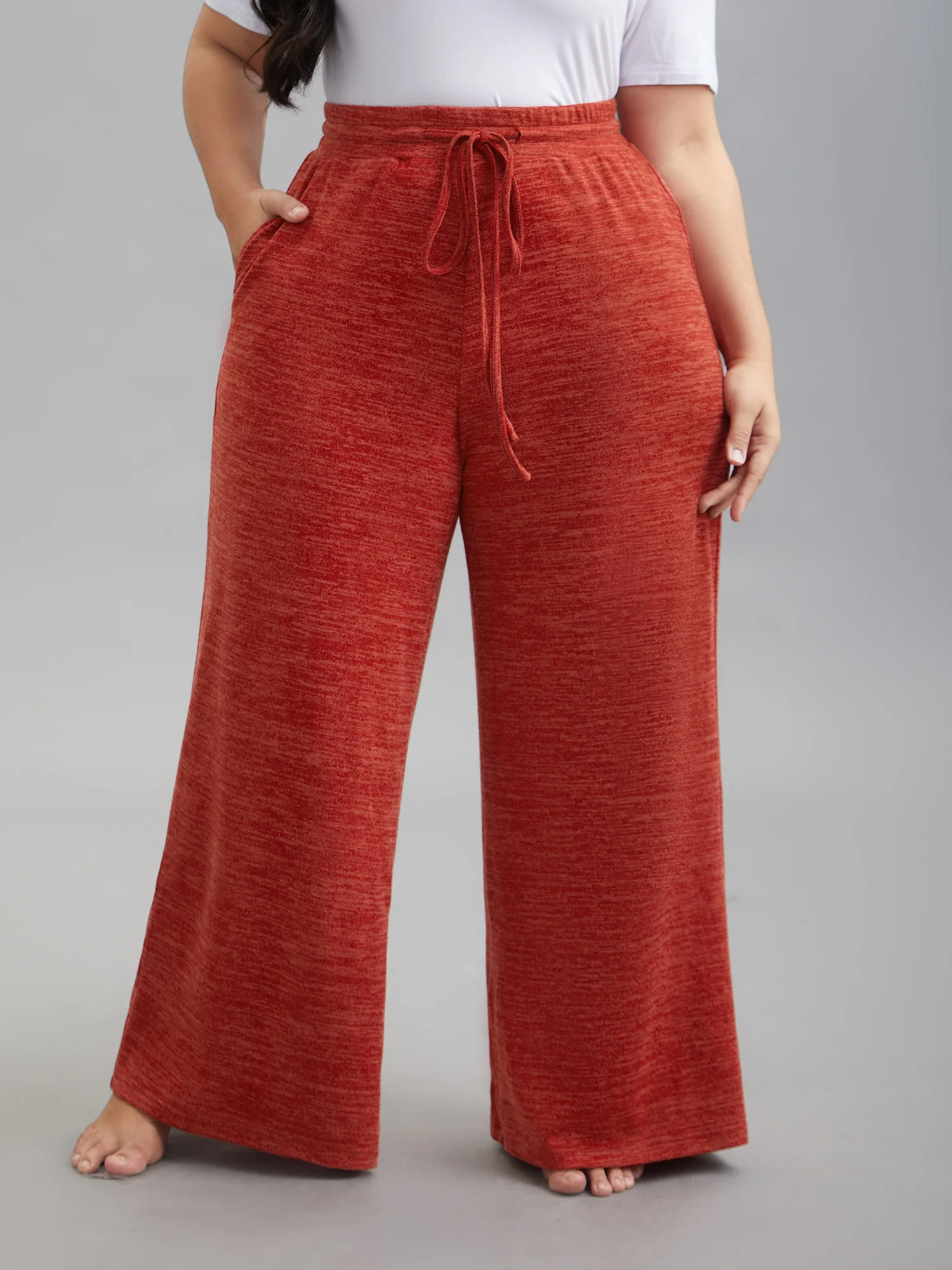 Heather Drawstring Loose Lounge Bottoms - Image 20