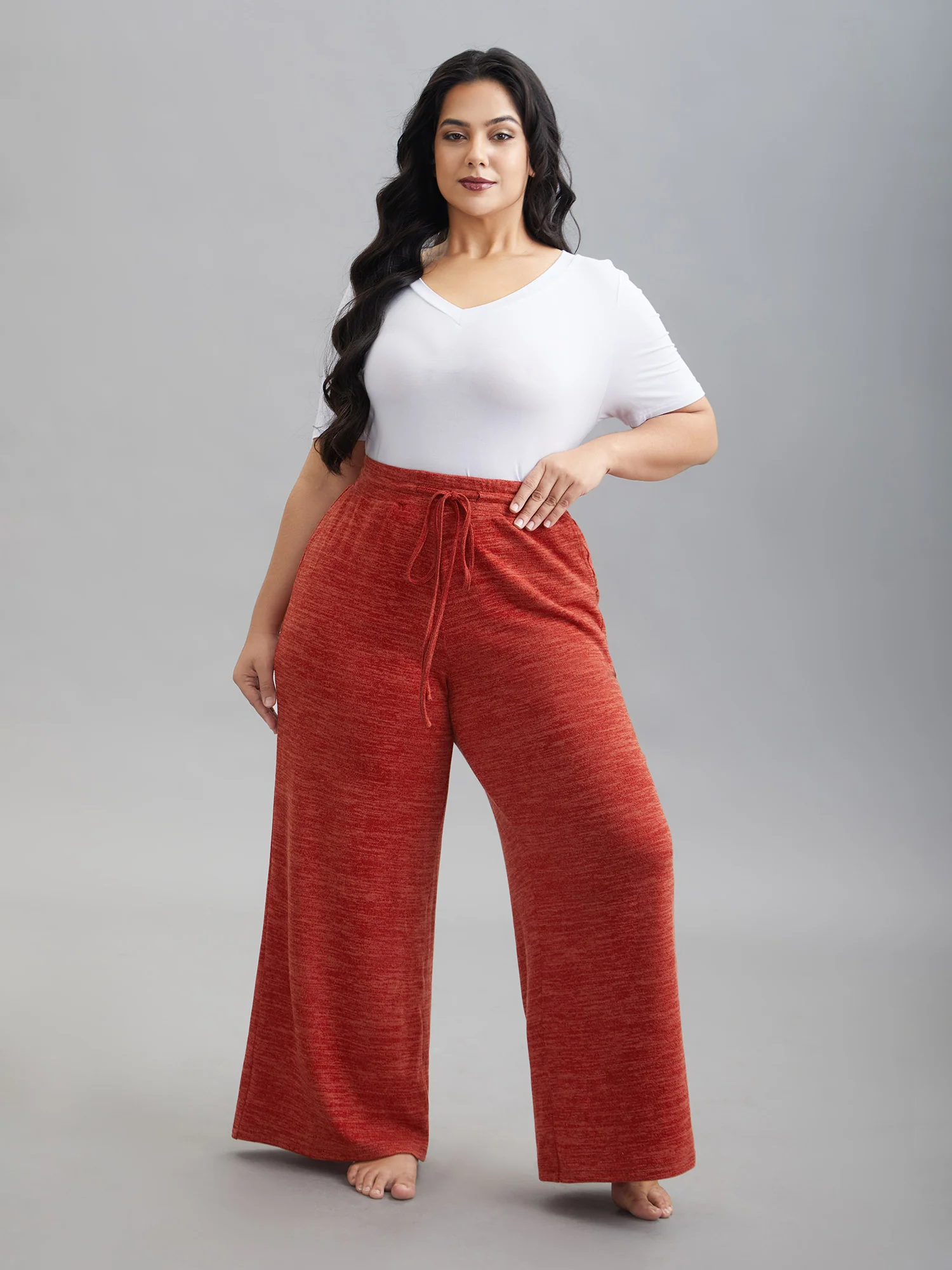 Heather Drawstring Loose Lounge Bottoms - Image 21