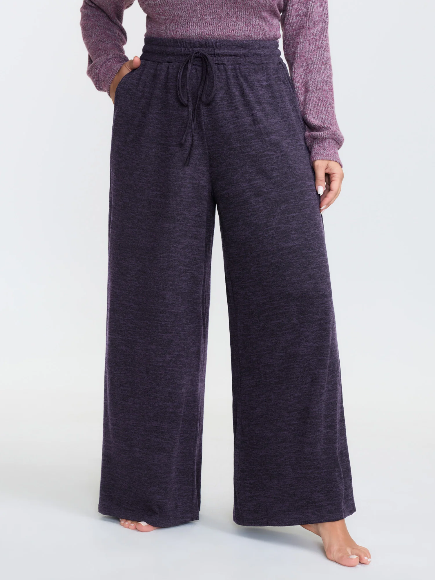 Heather Drawstring Loose Lounge Bottoms - Image 9
