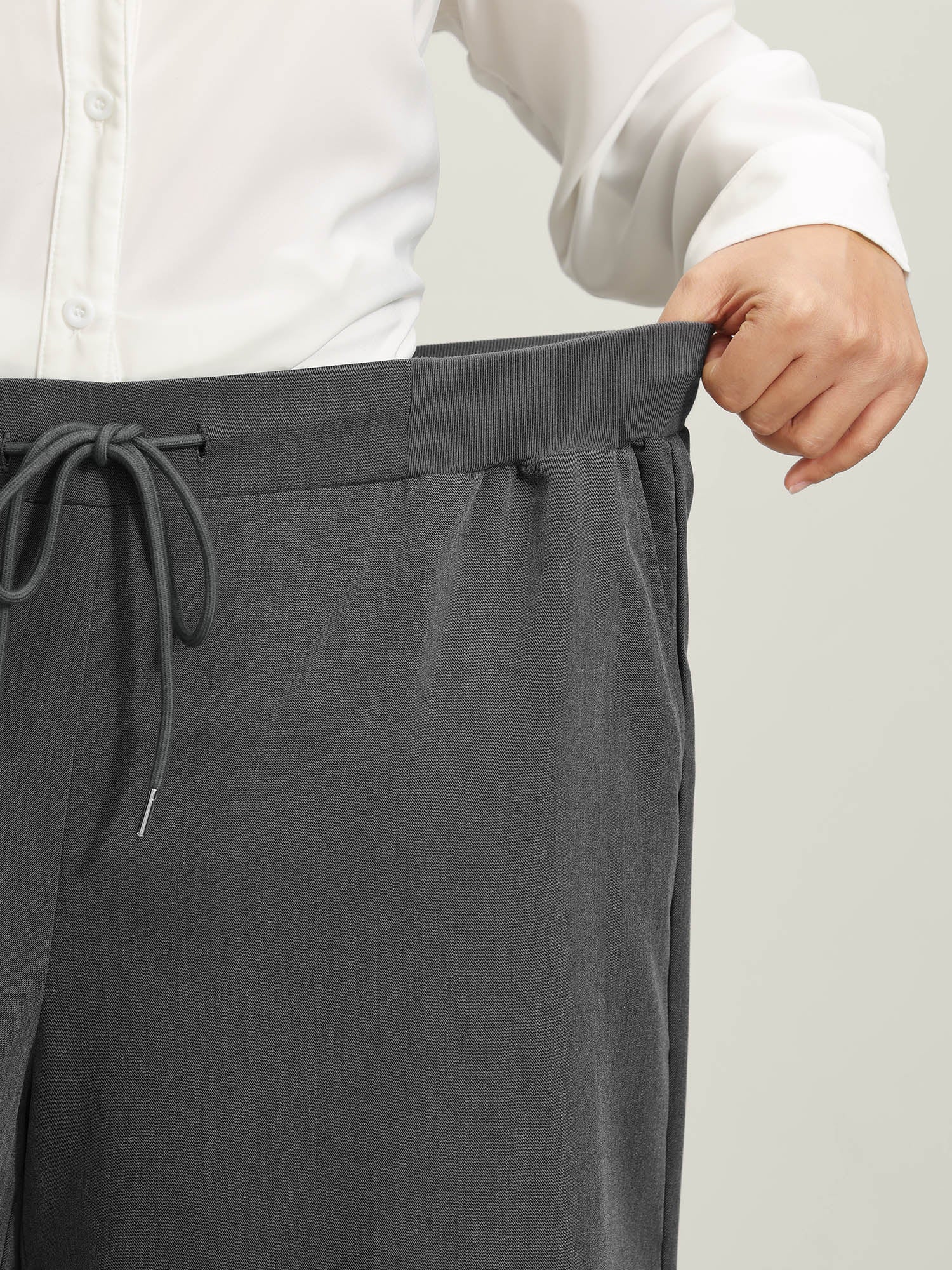 Heather Drawstring Waist Wide-Leg Pants - Image 4