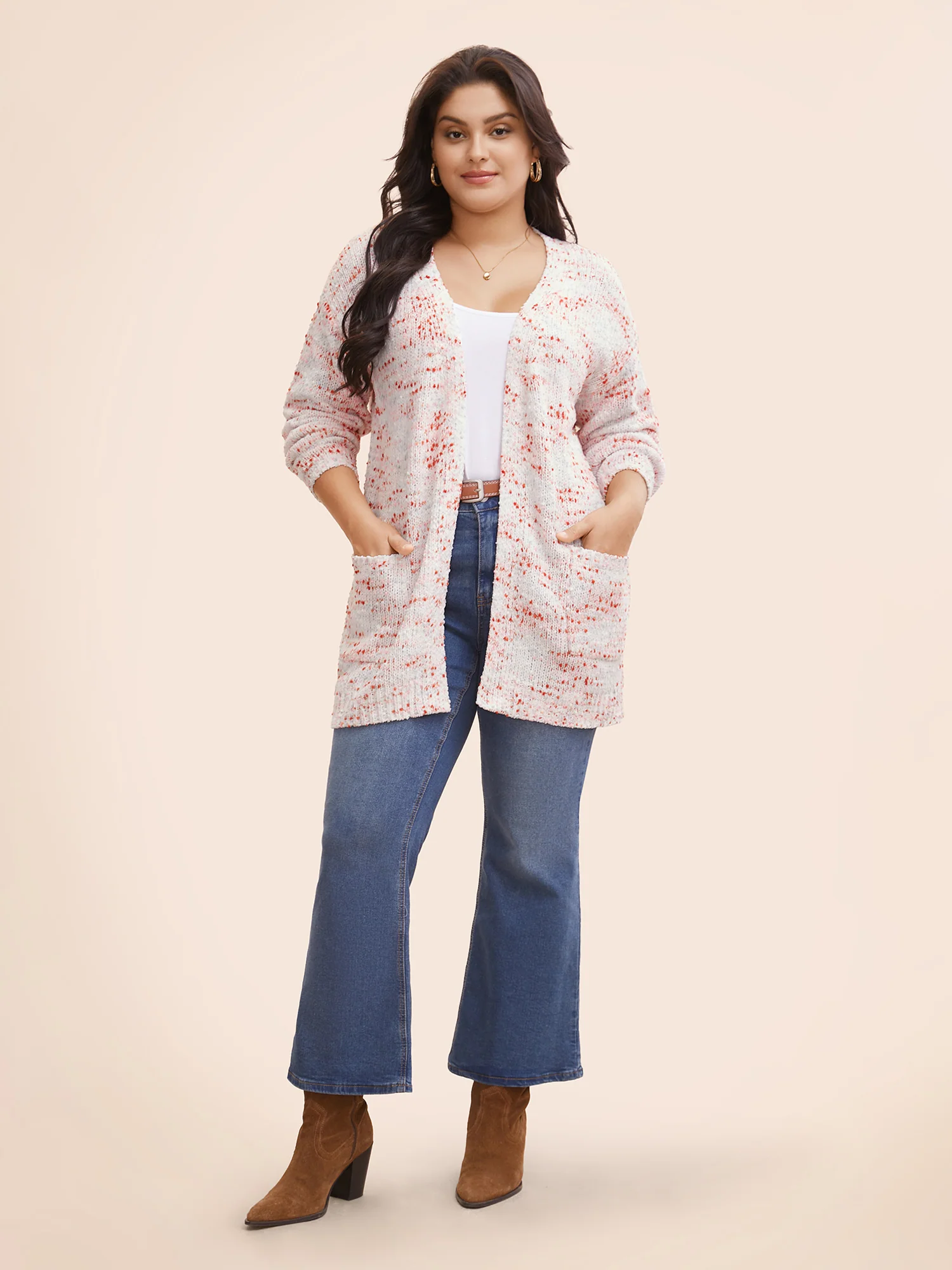 Heather Drop Shoulder Pocket Cardigan - Image 3